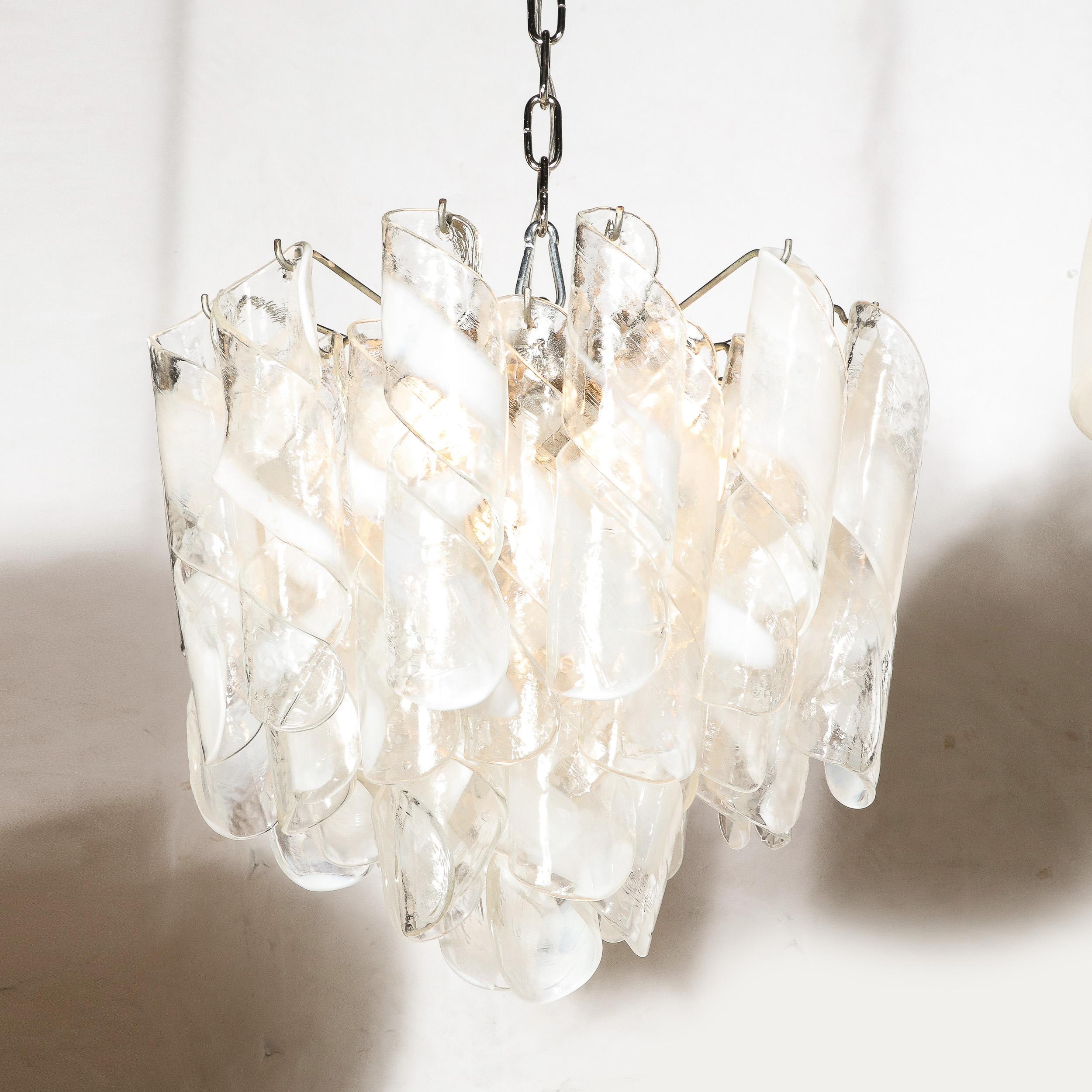 Mid-Century Modernist Hand-Blown Murano Glass Torciglioni Chandelier By Mazzega For Sale 5