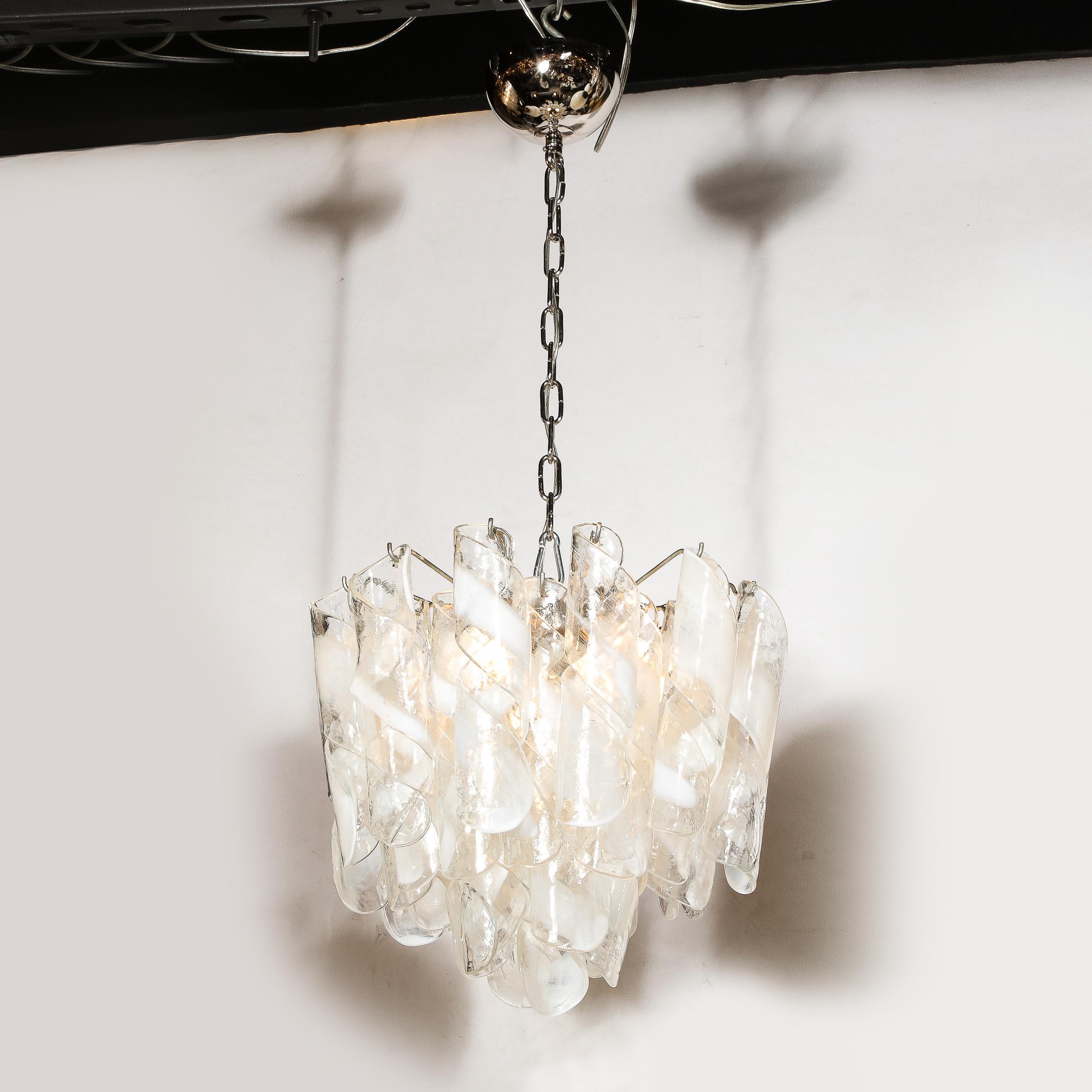 Mid-Century Modernist Hand-Blown Murano Glass Torciglioni Chandelier By Mazzega For Sale 6
