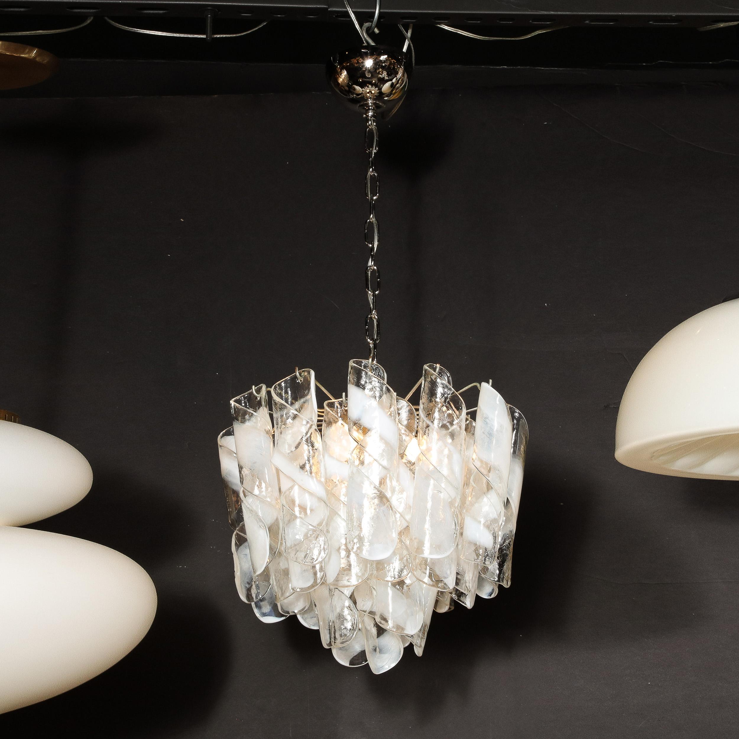 Mid-Century Modernist Hand-Blown Murano Glass Torciglioni Chandelier By Mazzega For Sale 7