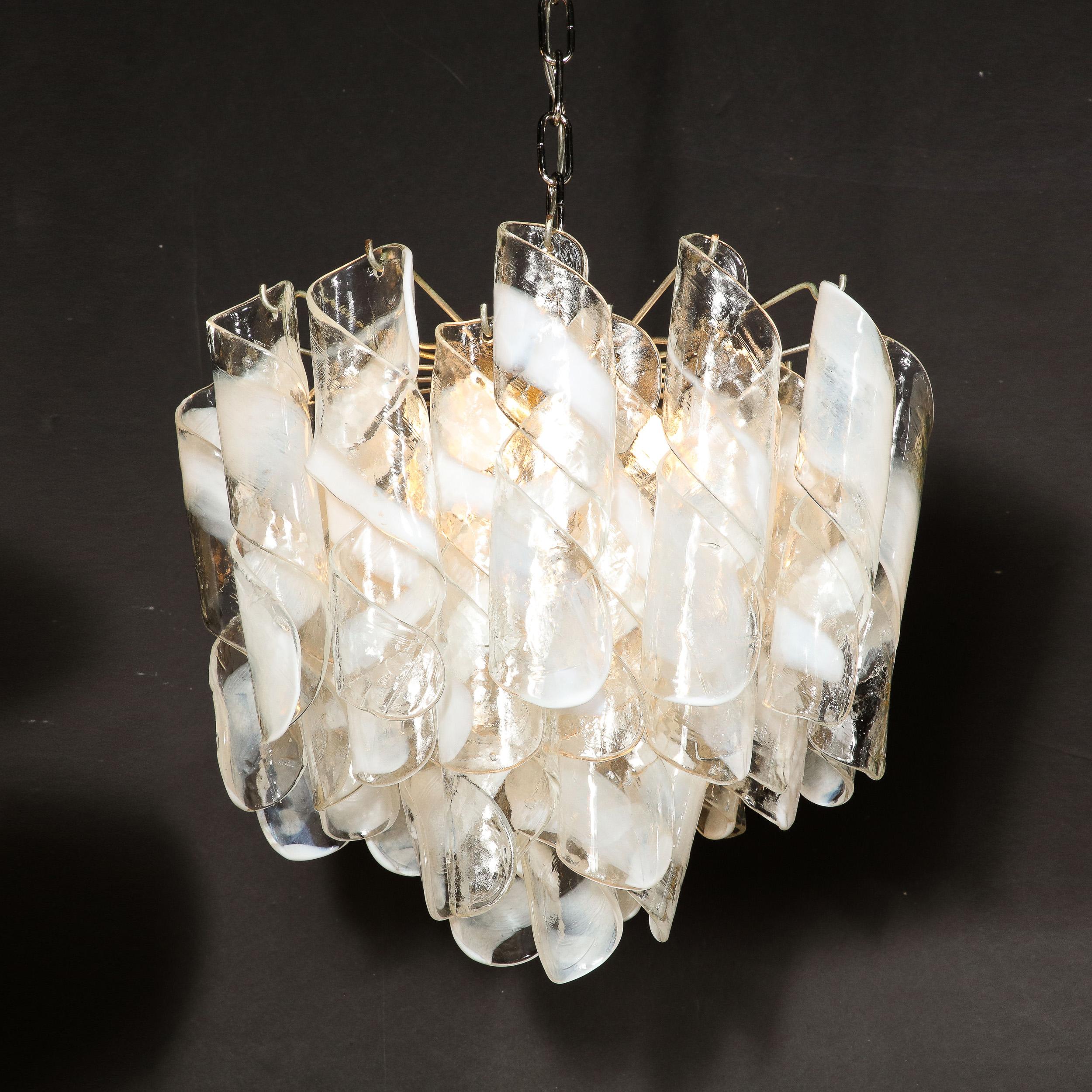 Mid-Century Modernist Hand-Blown Murano Glass Torciglioni Chandelier By Mazzega For Sale 8