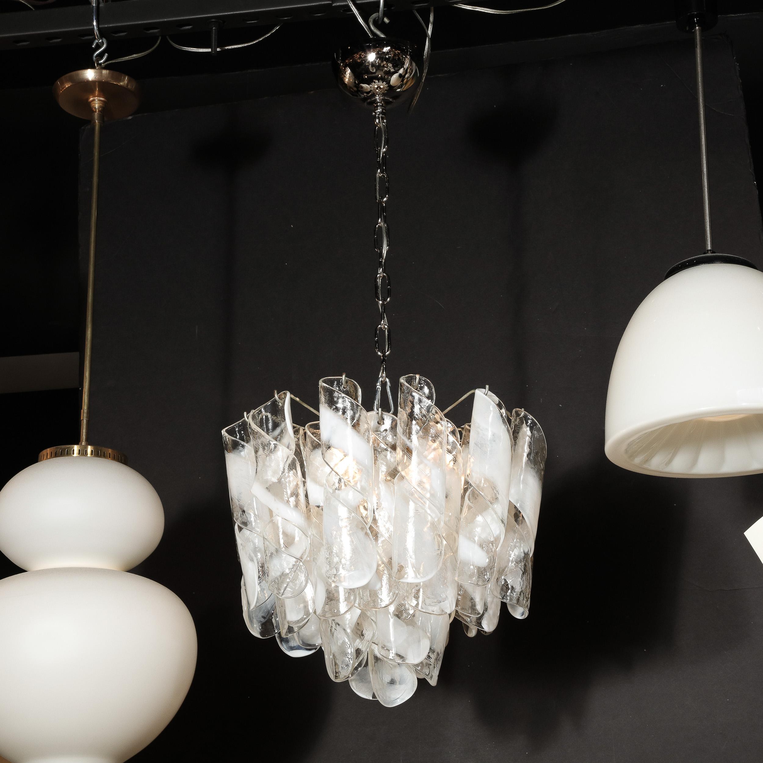 Mid-Century Modernist Hand-Blown Murano Glass Torciglioni Chandelier By Mazzega For Sale 9