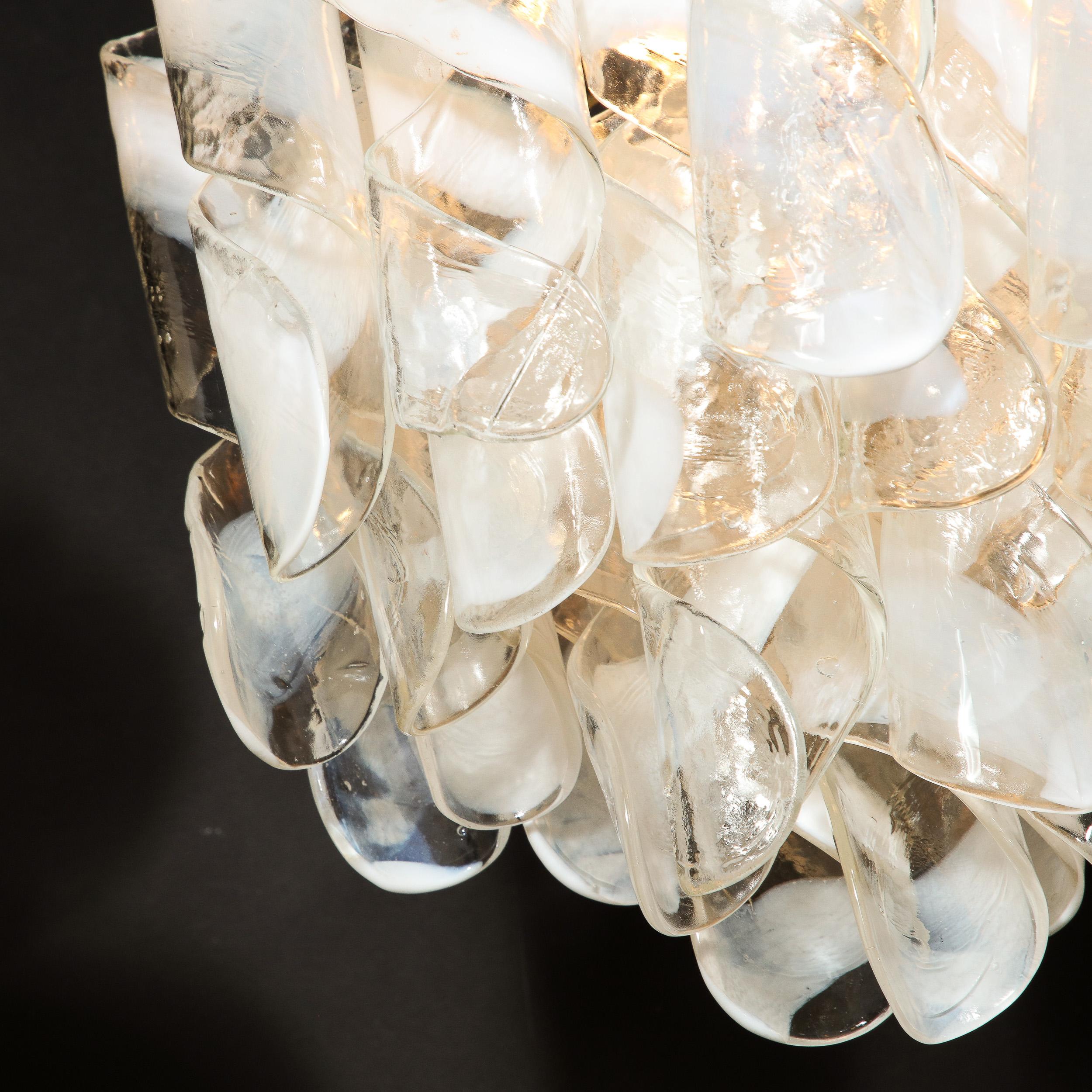 Mid-Century Modernist Hand-Blown Murano Glass Torciglioni Chandelier By Mazzega For Sale 11