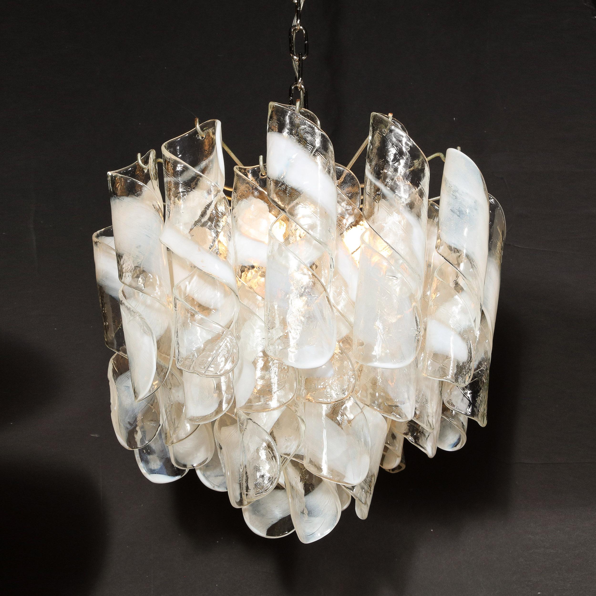 Mid-Century Modernist Hand-Blown Murano Glass Torciglioni Chandelier By Mazzega For Sale 14
