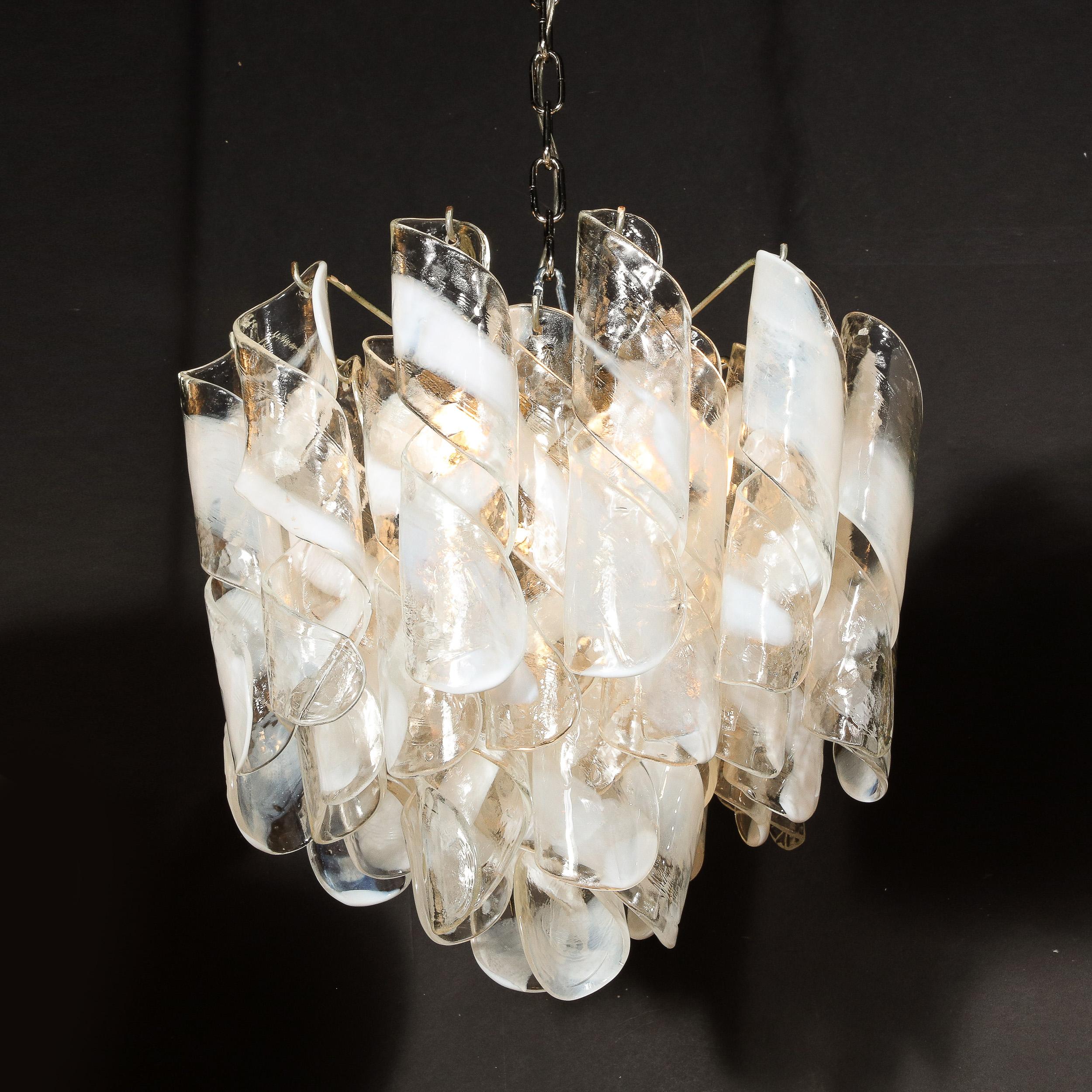 Mid-Century Modernist Hand-Blown Murano Glass Torciglioni Chandelier By Mazzega For Sale 15