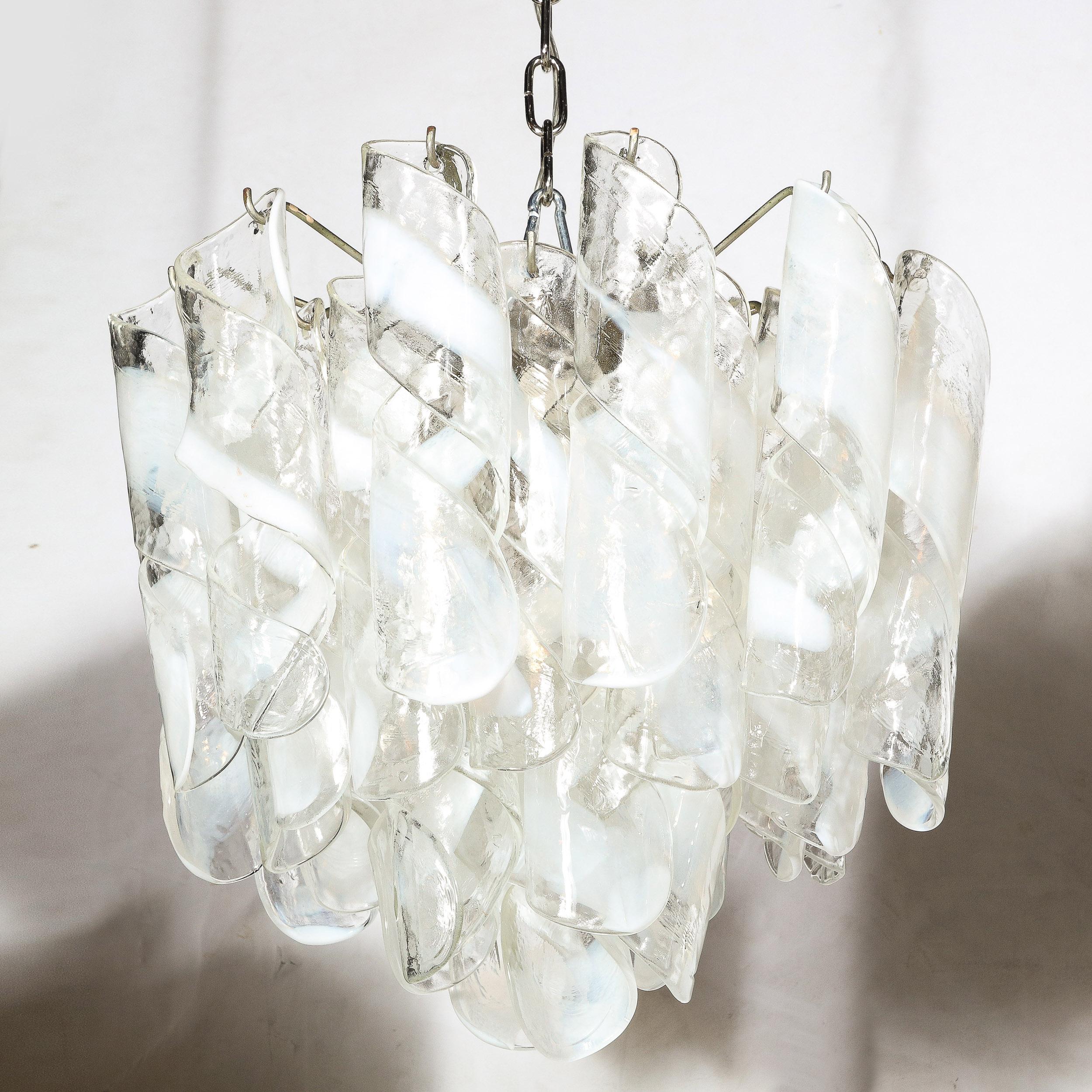 Mid-Century Modernist Hand-Blown Murano Glass Torciglioni Chandelier By Mazzega For Sale 2