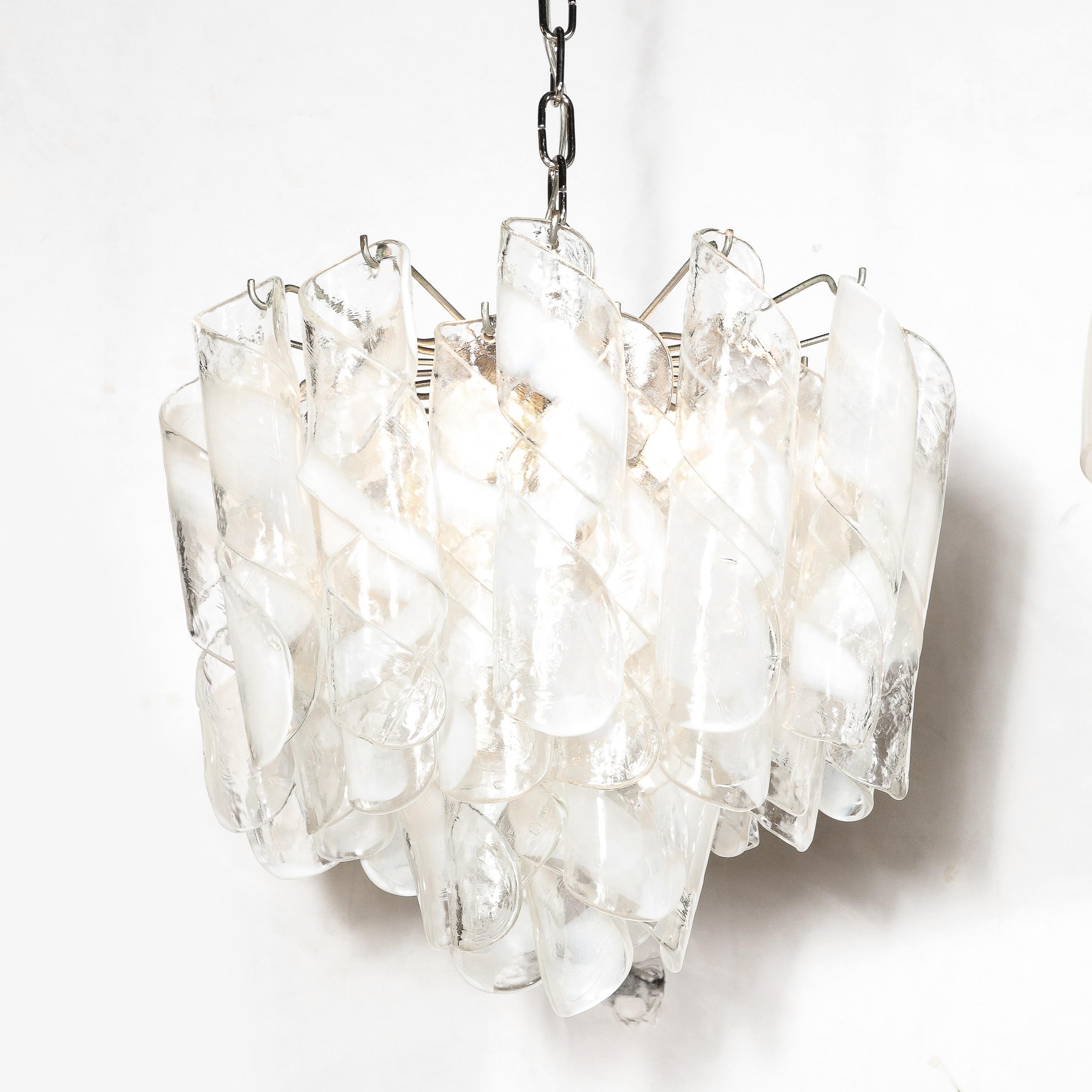 Mid-Century Modernist Hand-Blown Murano Glass Torciglioni Chandelier By Mazzega For Sale 3