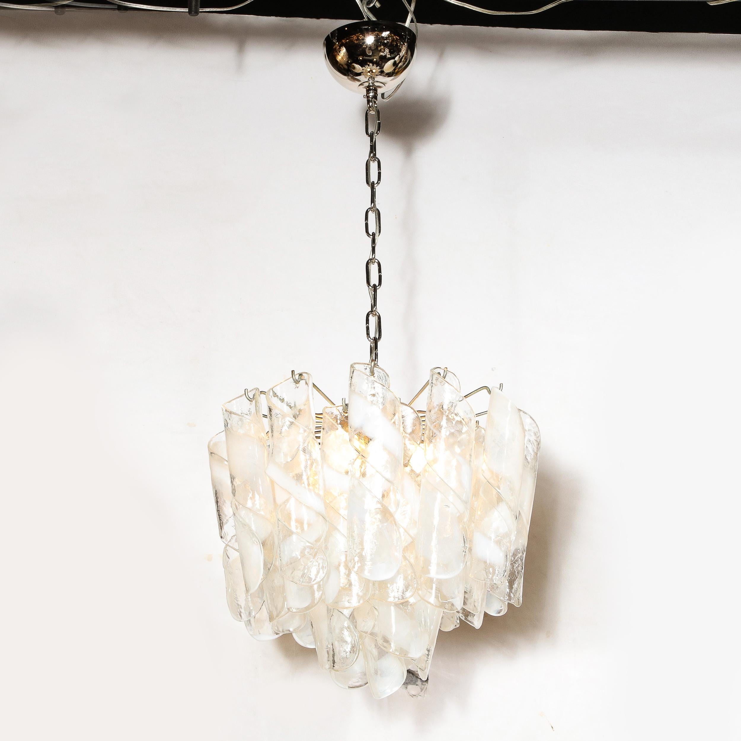 Mid-Century Modernist Hand-Blown Murano Glass Torciglioni Chandelier By Mazzega For Sale 4