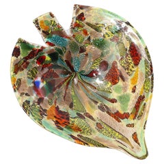 Mid-Century Modernist Hand-Blown Murano Glass Tutti Frutti Leaf Form Dish Vintage Mid-Century Modernist Hand-Blown Murano Glass Tutti Frutti Leaf Form Dish