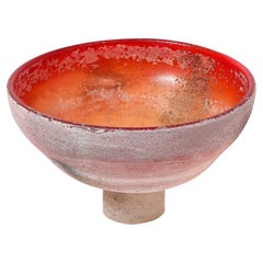 Mid-Century Modernist Hand-Blown Murano Scavo Glass Bowl signed Gino Cenedese