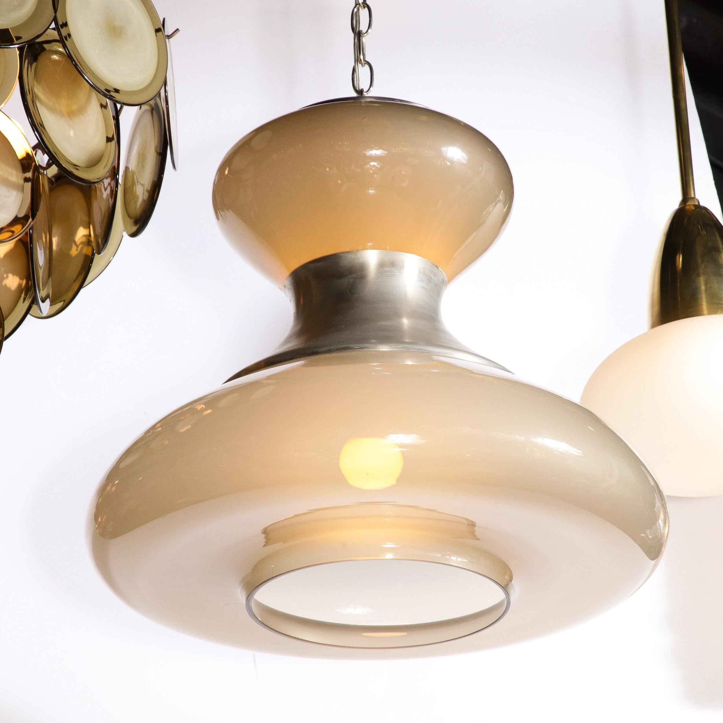Mid-Century Modernist Hand-Blown Murano Smoked Glass Pendant Chandelier  In Excellent Condition In New York, NY
