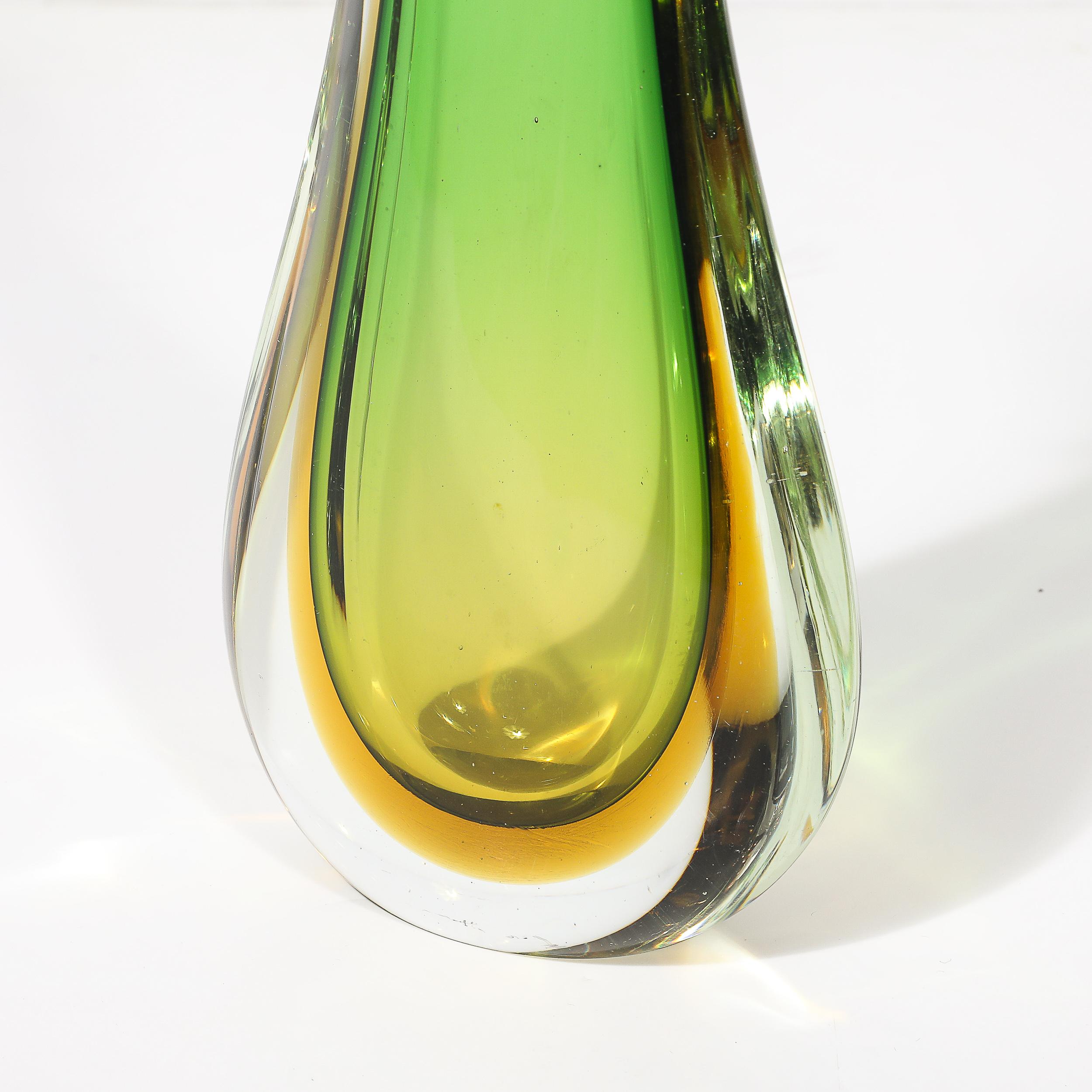 Verre Murano Sommerso soufflé à la main dans des teintes d'émeraude et d'ambre pour le milieu du siècle en vente 5