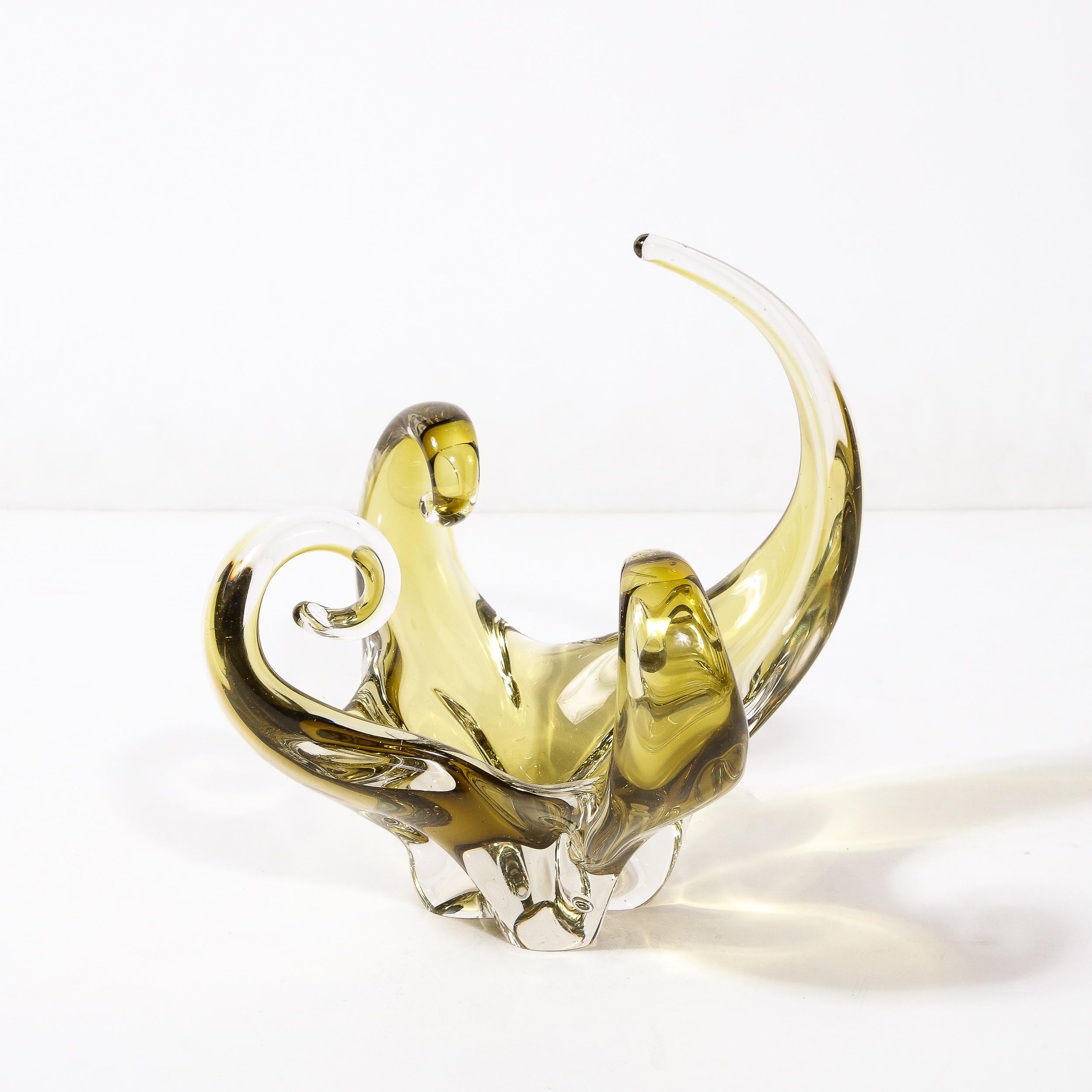 Mid-Century Modernist Hand-Blown Smoked Citrine  Murano Glass Centerpiece Vase 5