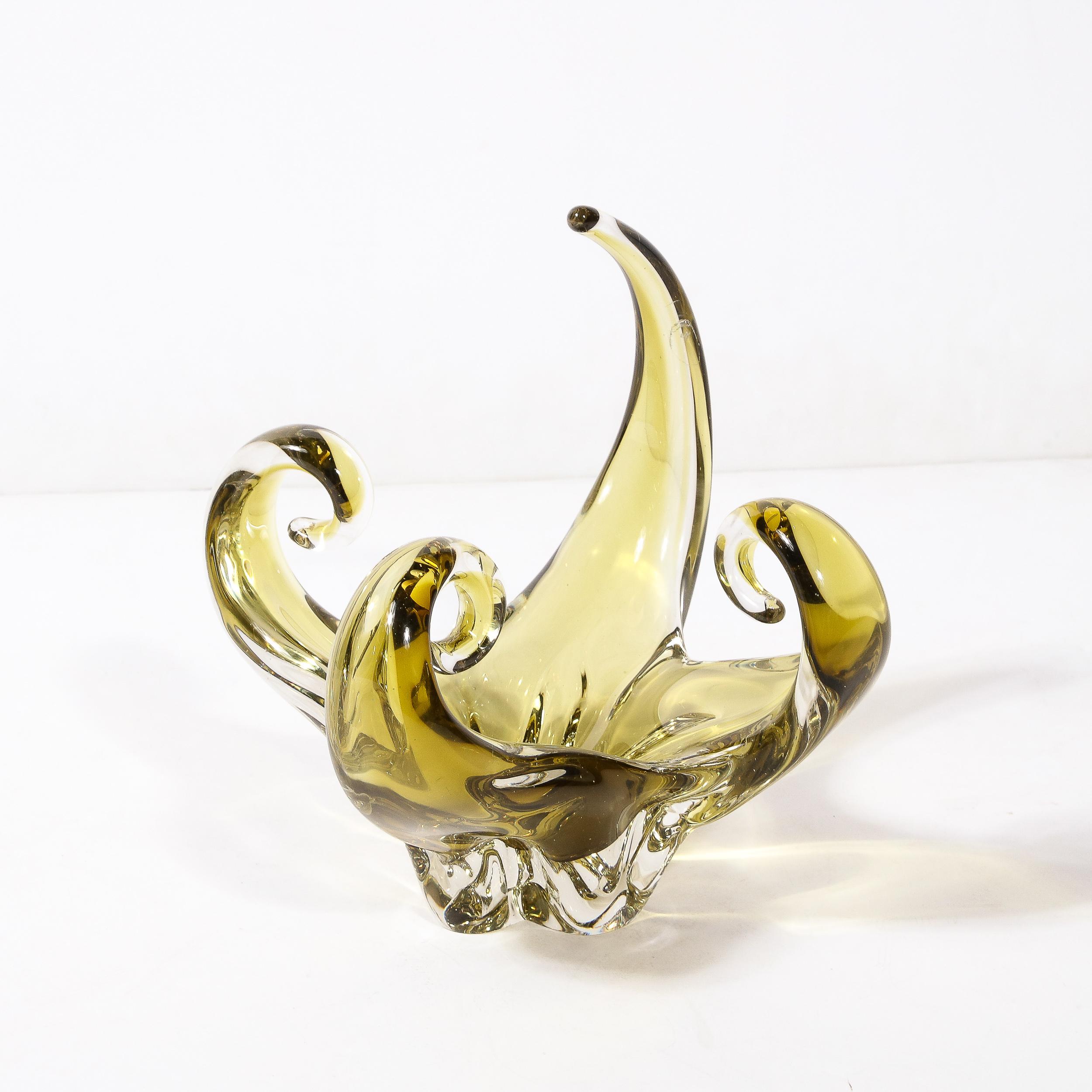 Mid-Century Modernist Hand-Blown Smoked Citrine  Murano Glass Centerpiece Vase 6