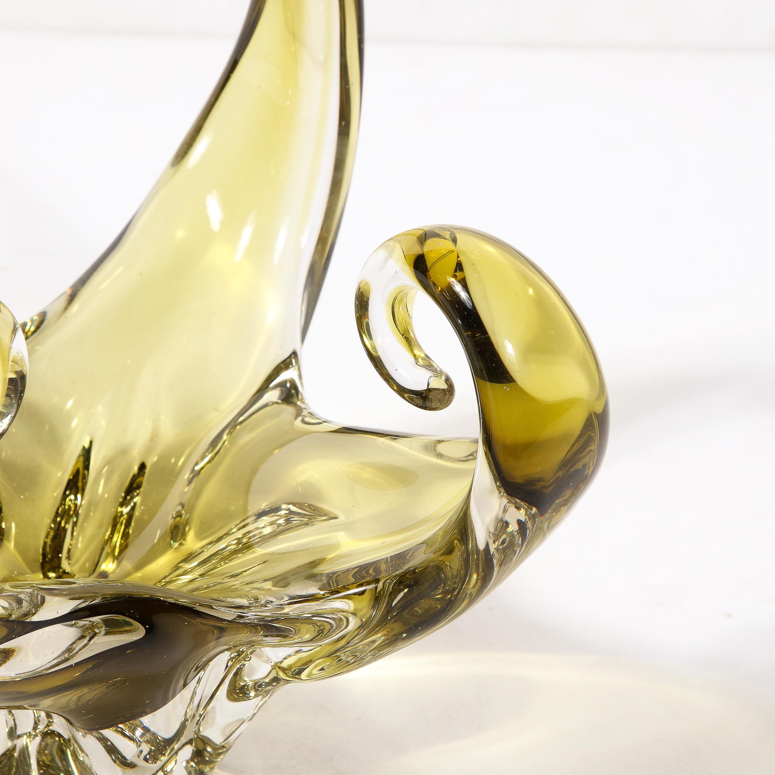 Mid-Century Modernist Hand-Blown Smoked Citrine  Murano Glass Centerpiece Vase 7
