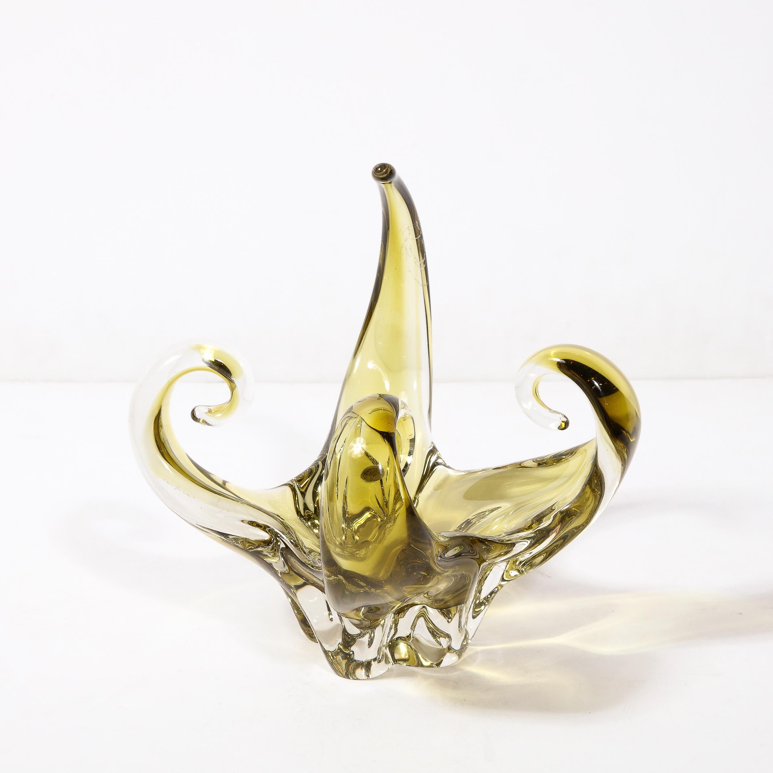 Mid-Century Modernist Hand-Blown Smoked Citrine  Murano Glass Centerpiece Vase 8