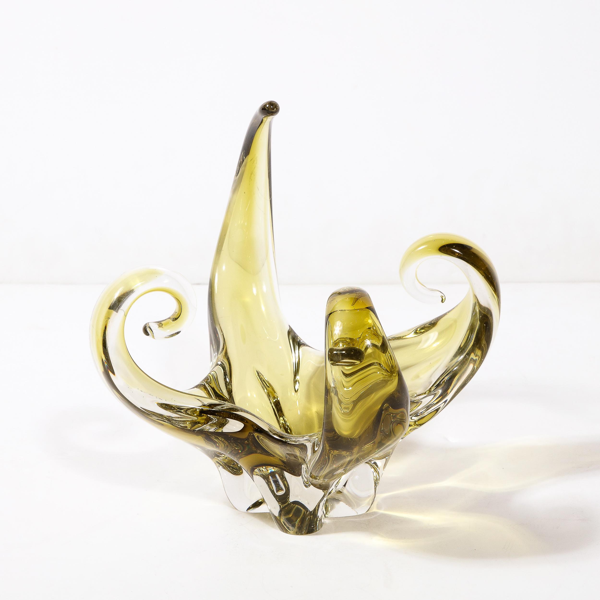 Mid-Century Modernist Hand-Blown Smoked Citrine  Murano Glass Centerpiece Vase 9