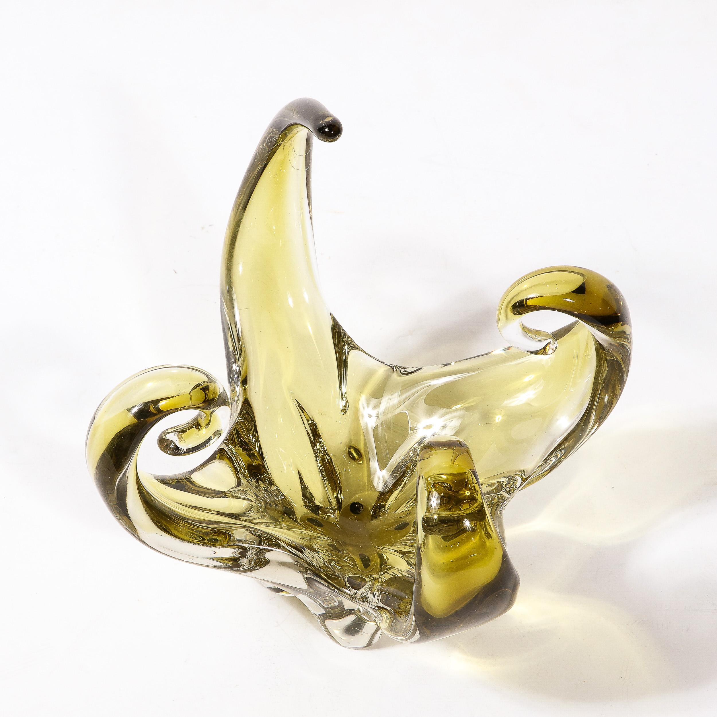 Mid-Century Modernist Hand-Blown Smoked Citrine  Murano Glass Centerpiece Vase 10