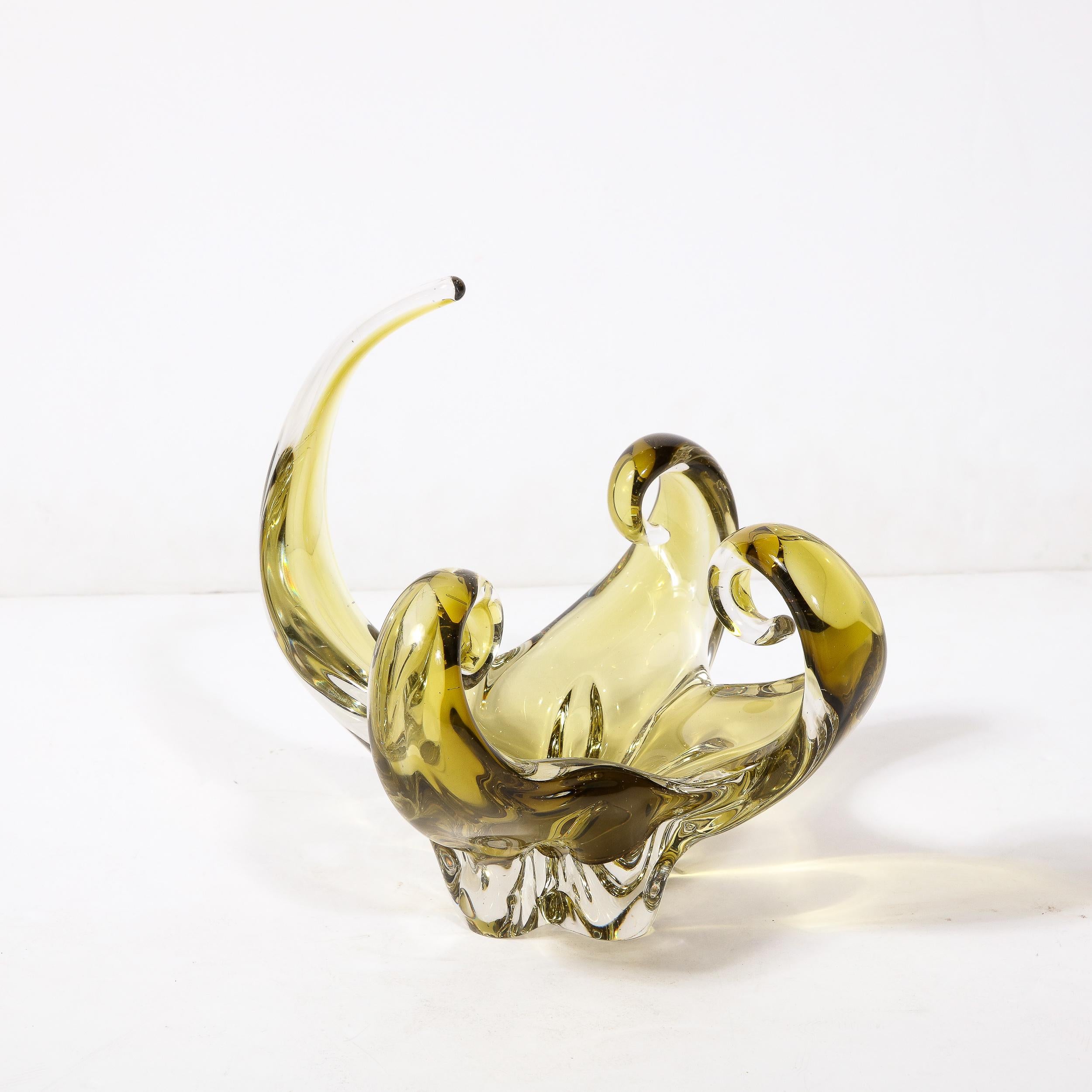 Mid-Century Modernist Hand-Blown Smoked Citrine  Murano Glass Centerpiece Vase In Excellent Condition In New York, NY