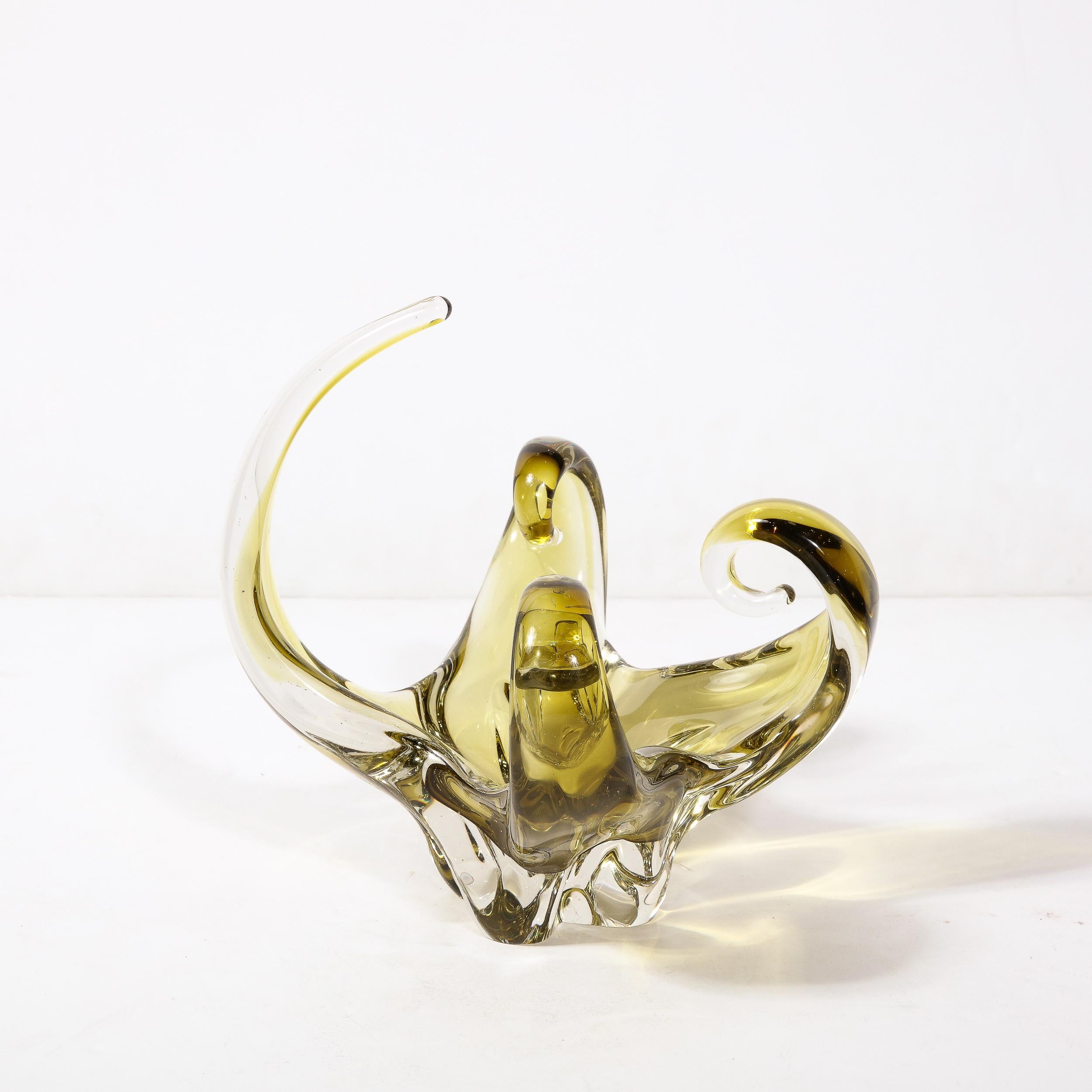 Mid-20th Century Mid-Century Modernist Hand-Blown Smoked Citrine  Murano Glass Centerpiece Vase