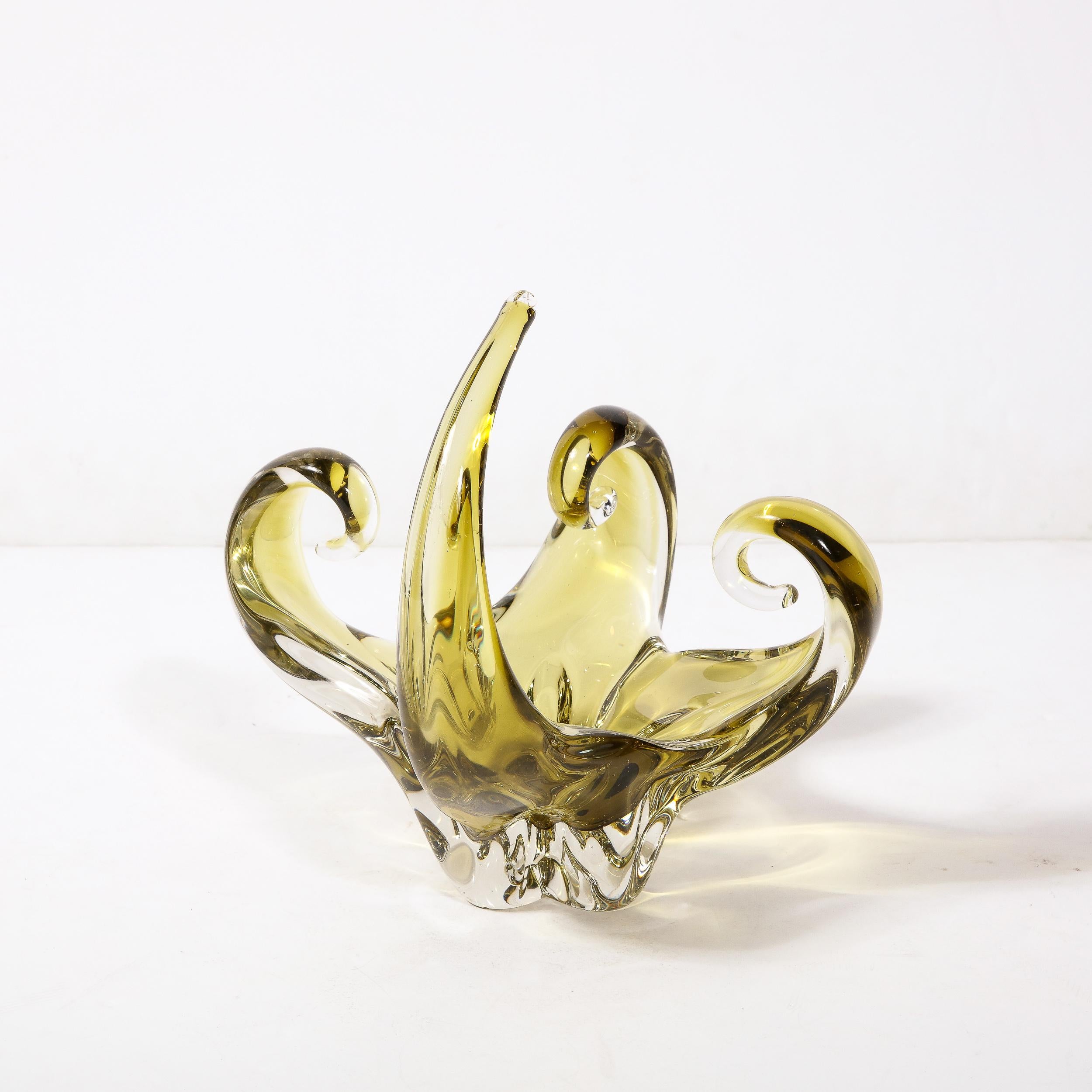 Mid-Century Modernist Hand-Blown Smoked Citrine  Murano Glass Centerpiece Vase 1