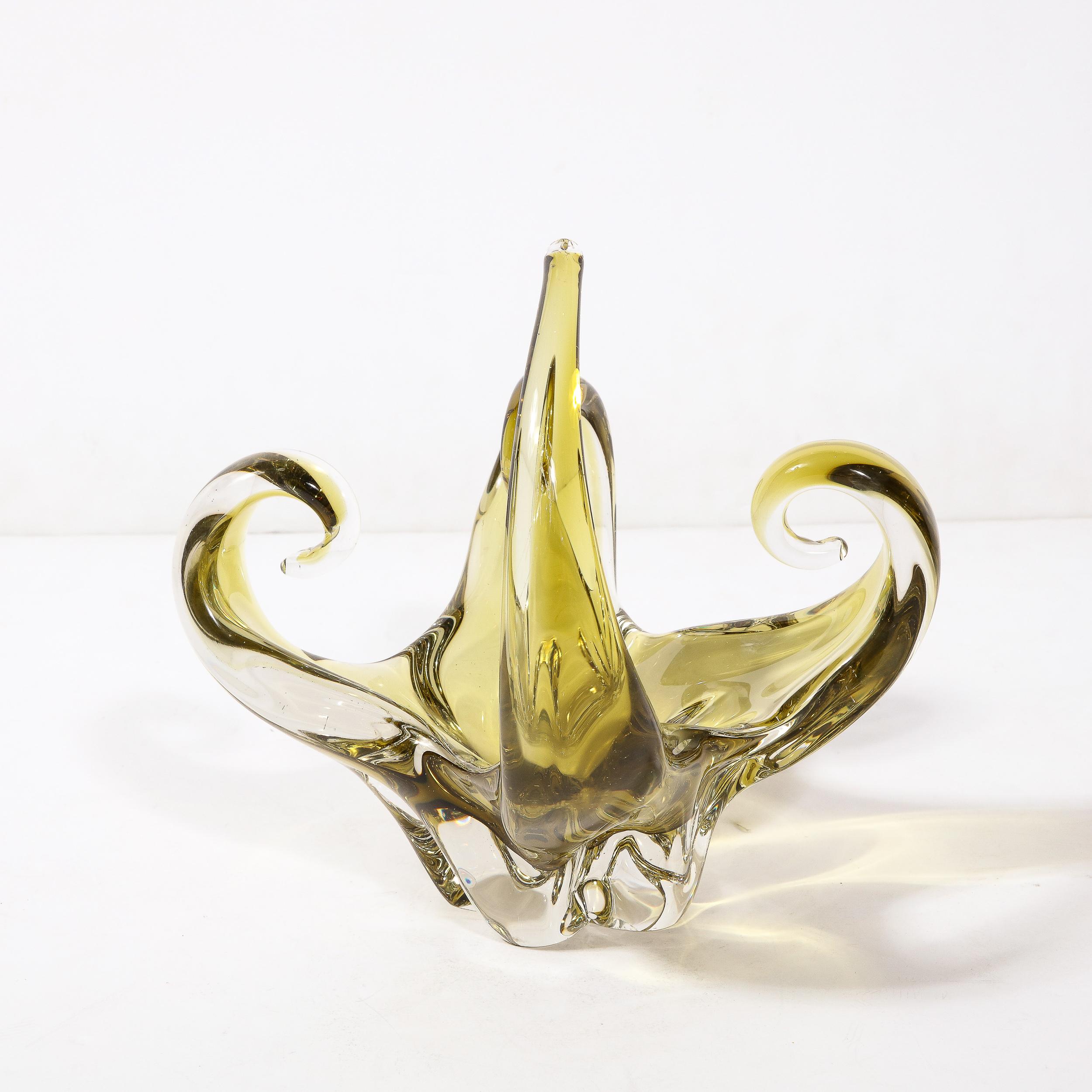 Mid-Century Modernist Hand-Blown Smoked Citrine  Murano Glass Centerpiece Vase 3