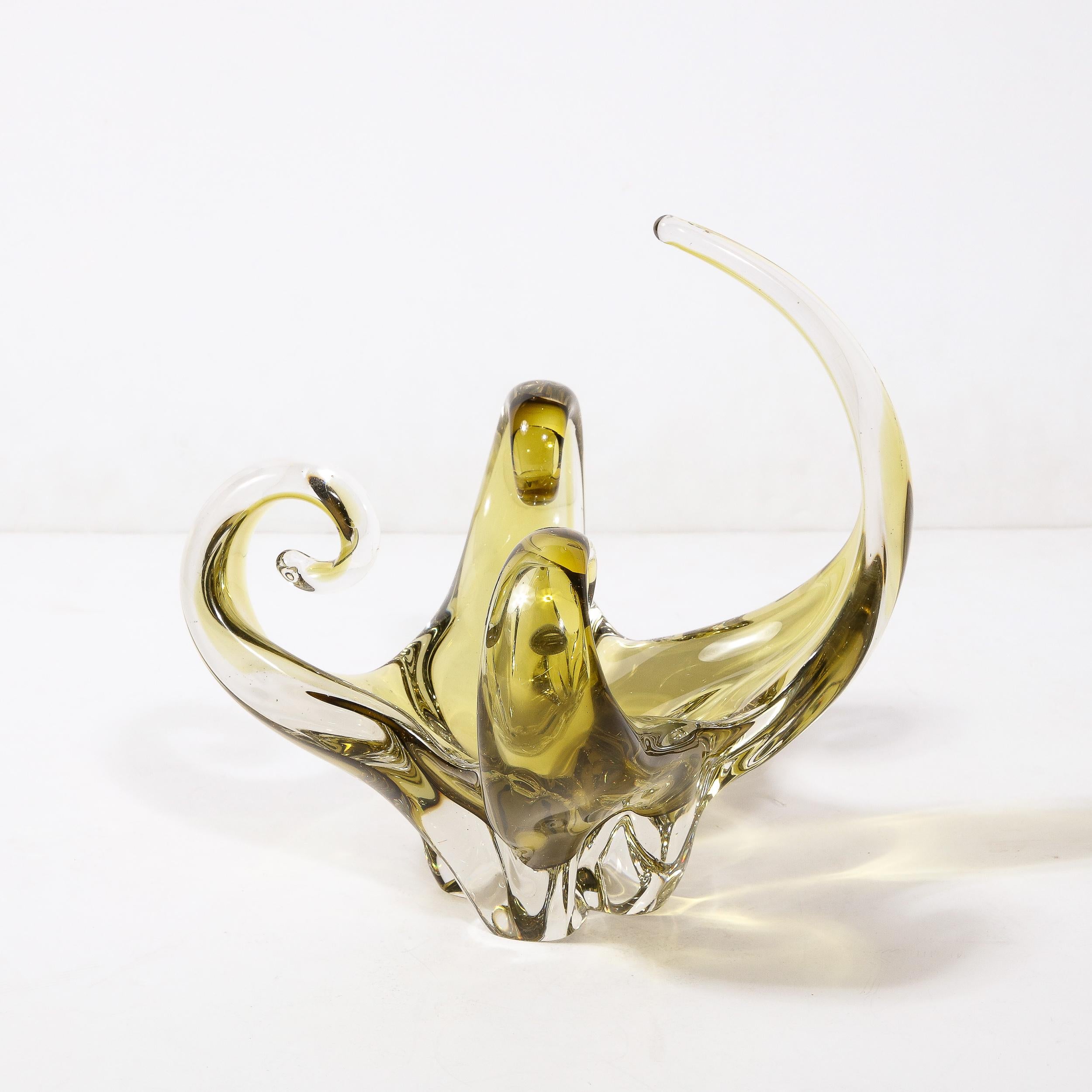 Mid-Century Modernist Hand-Blown Smoked Citrine  Murano Glass Centerpiece Vase 4