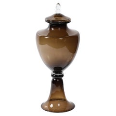 Mid-Century Modernist Hand-Blown Smoked Murano Glass Urn Centerpiece