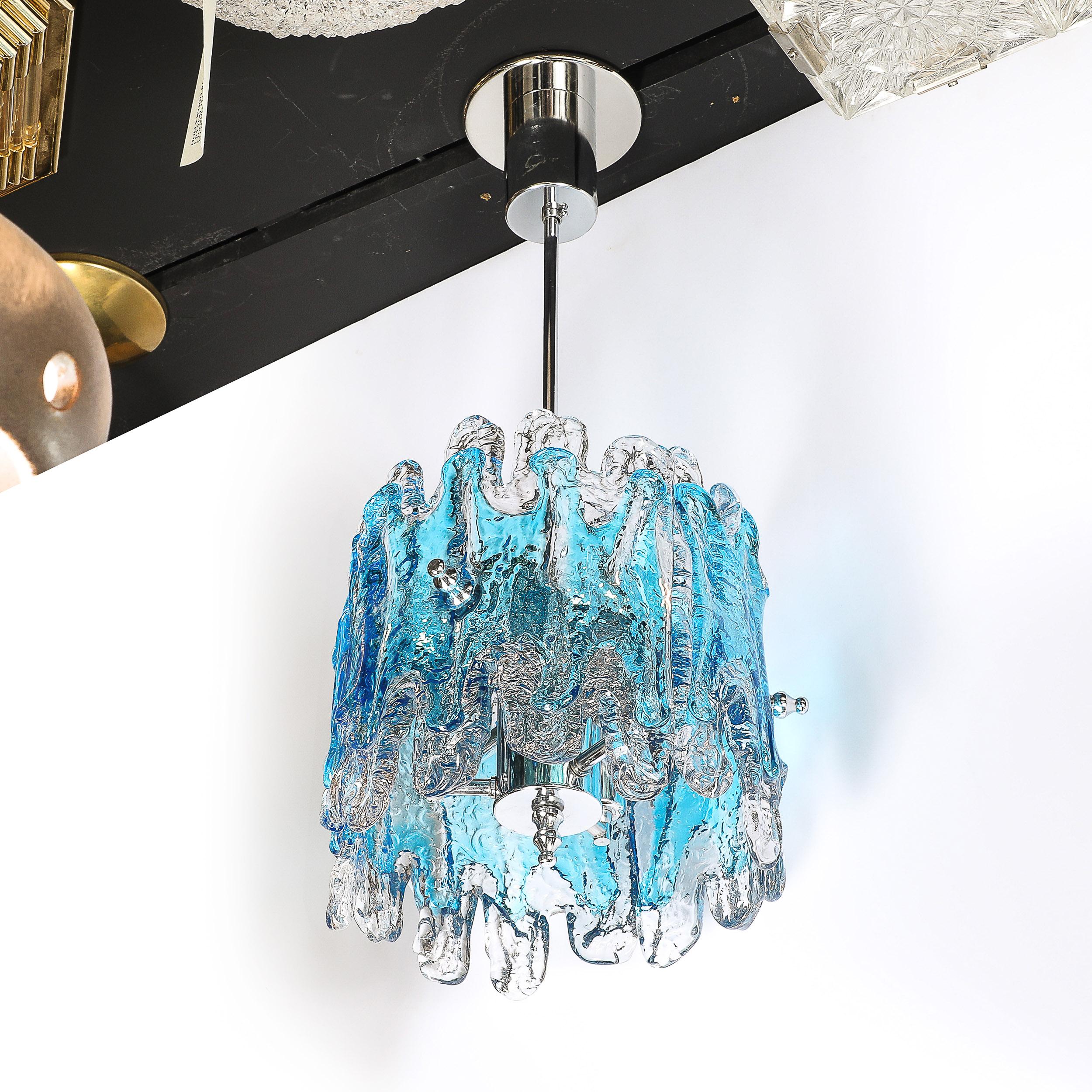 Mid-Century Modern Pendentif Splash Form en verre de Murano soufflé à la bouche et datant du milieu du siècle dernier en vente