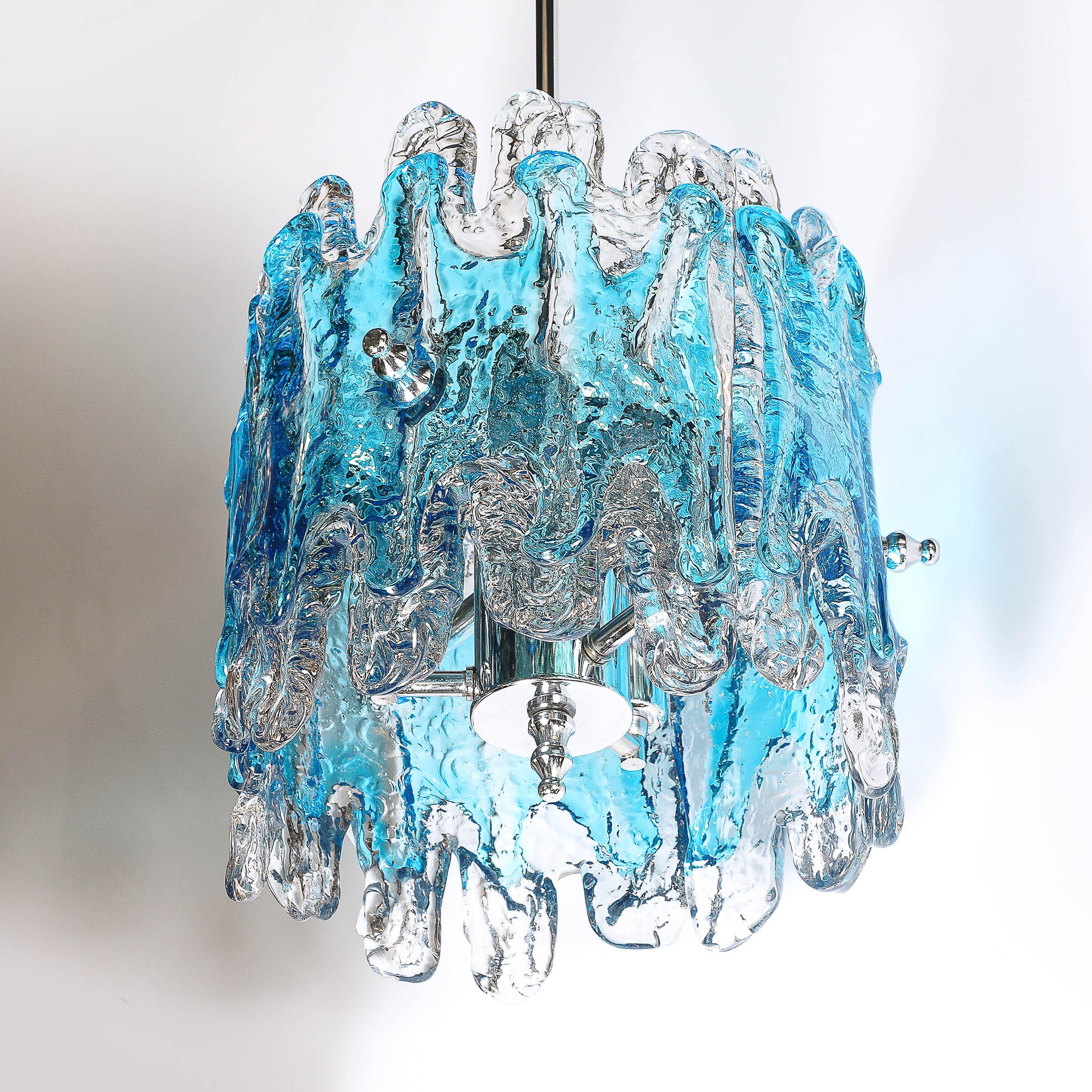 italien Pendentif Splash Form en verre de Murano soufflé à la bouche et datant du milieu du siècle dernier en vente