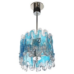 Mid-Century Modernist Hand-Blown Ultramarine Murano Glass Splash Form Pendant