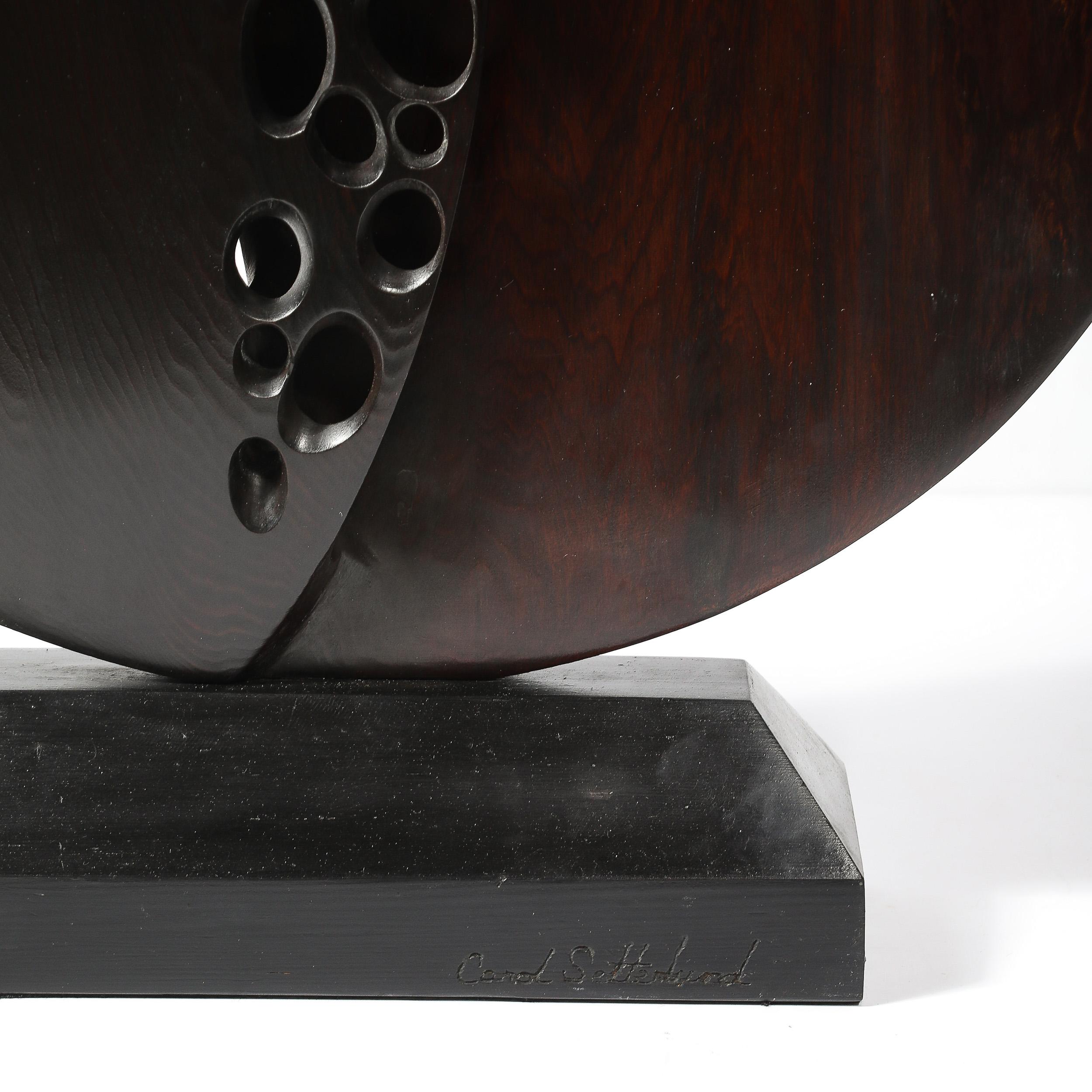 Polished Mid-Century Modernist Hand-Carved Organic Sculpture signed Carol Setterlund For Sale