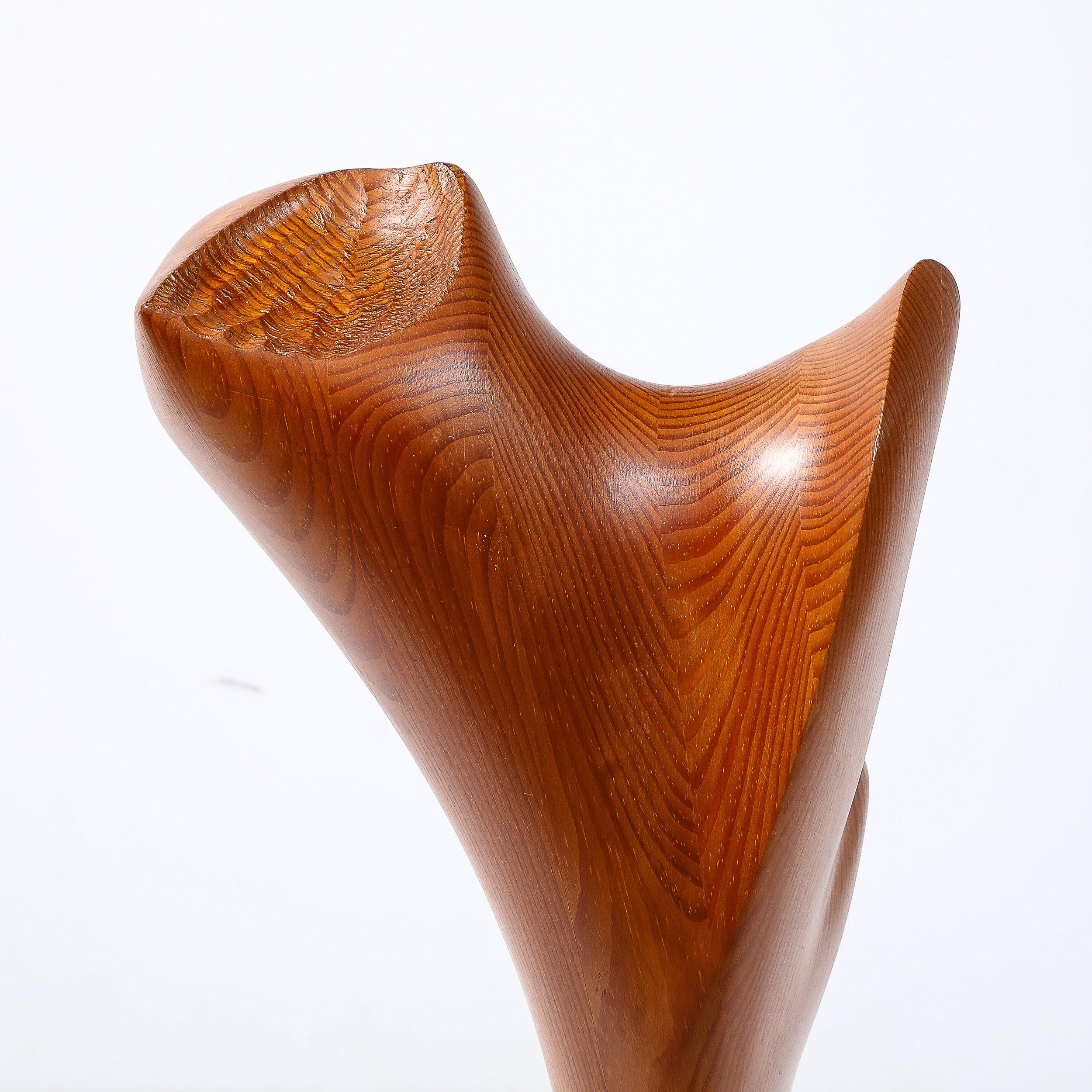 Mid-Century Modernist Hand-Carved Organic Wood and Stone Sculpture For Sale 7