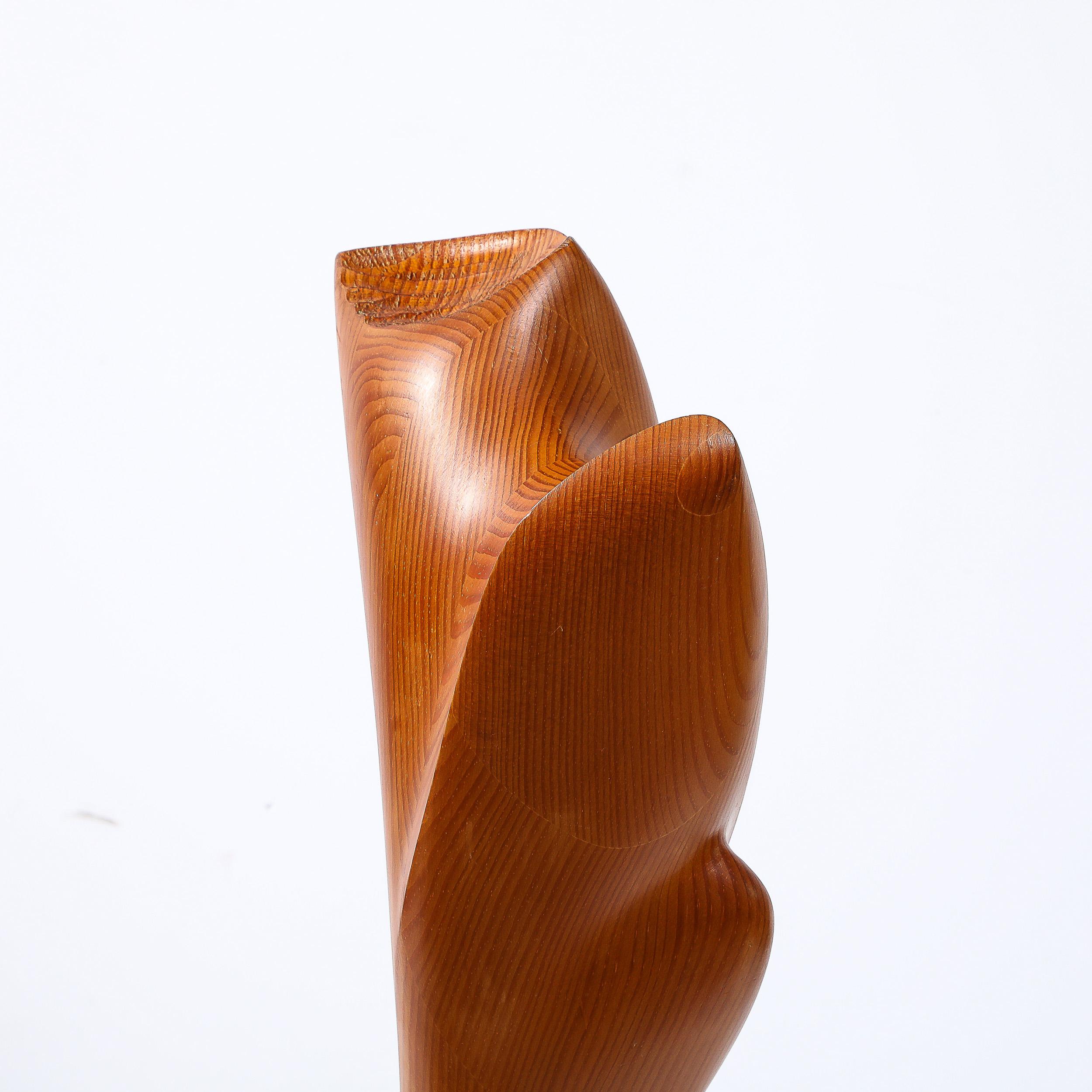 Mid-Century Modernist Hand-Carved Organic Wood and Stone Sculpture For Sale 8
