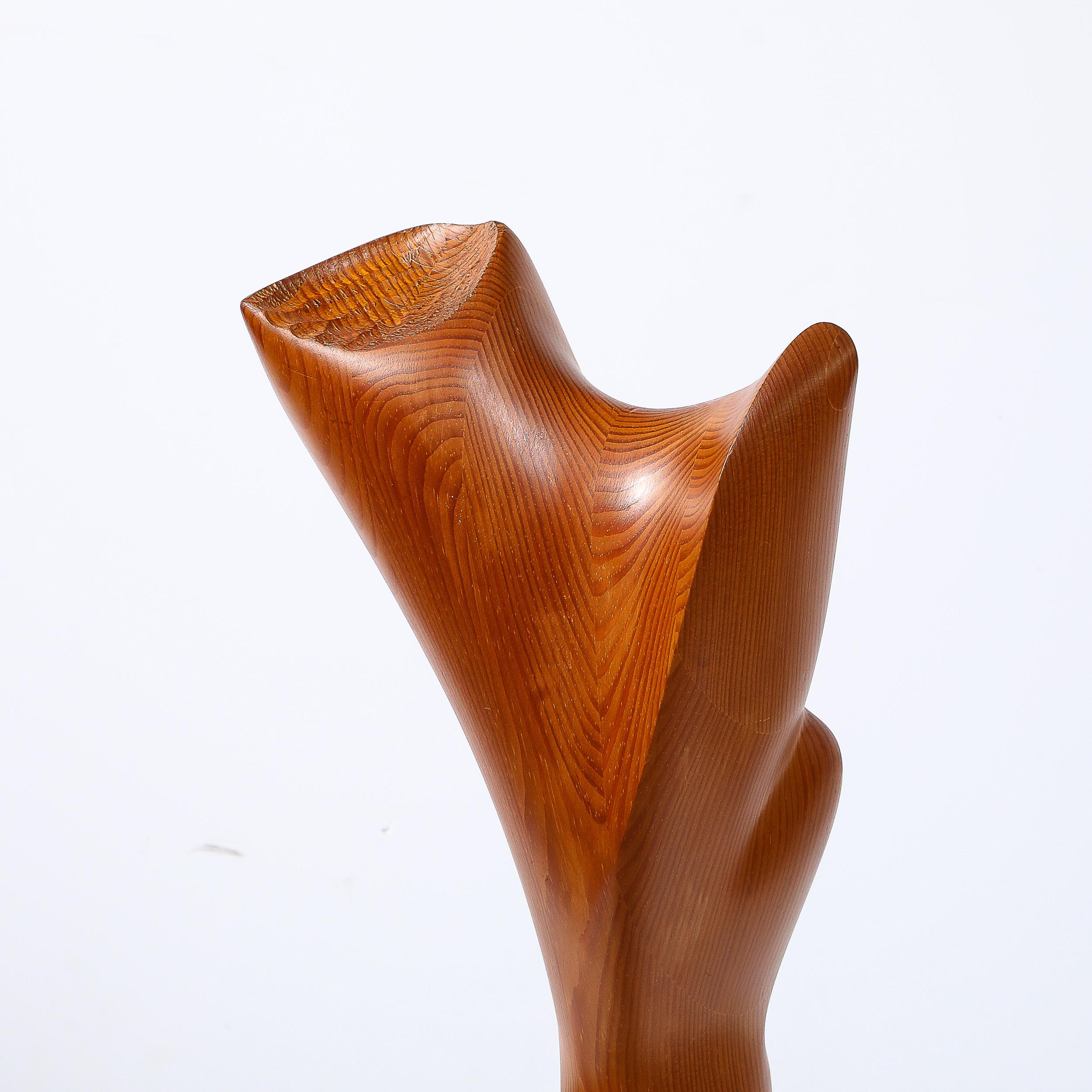 Mid-Century Modernist Hand-Carved Organic Wood and Stone Sculpture In Excellent Condition For Sale In New York, NY