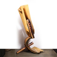 Mid-Century Modernist Hand geschnitzt Nussbaum & Eiche Dübel durchbohrt amorphe Skulptur