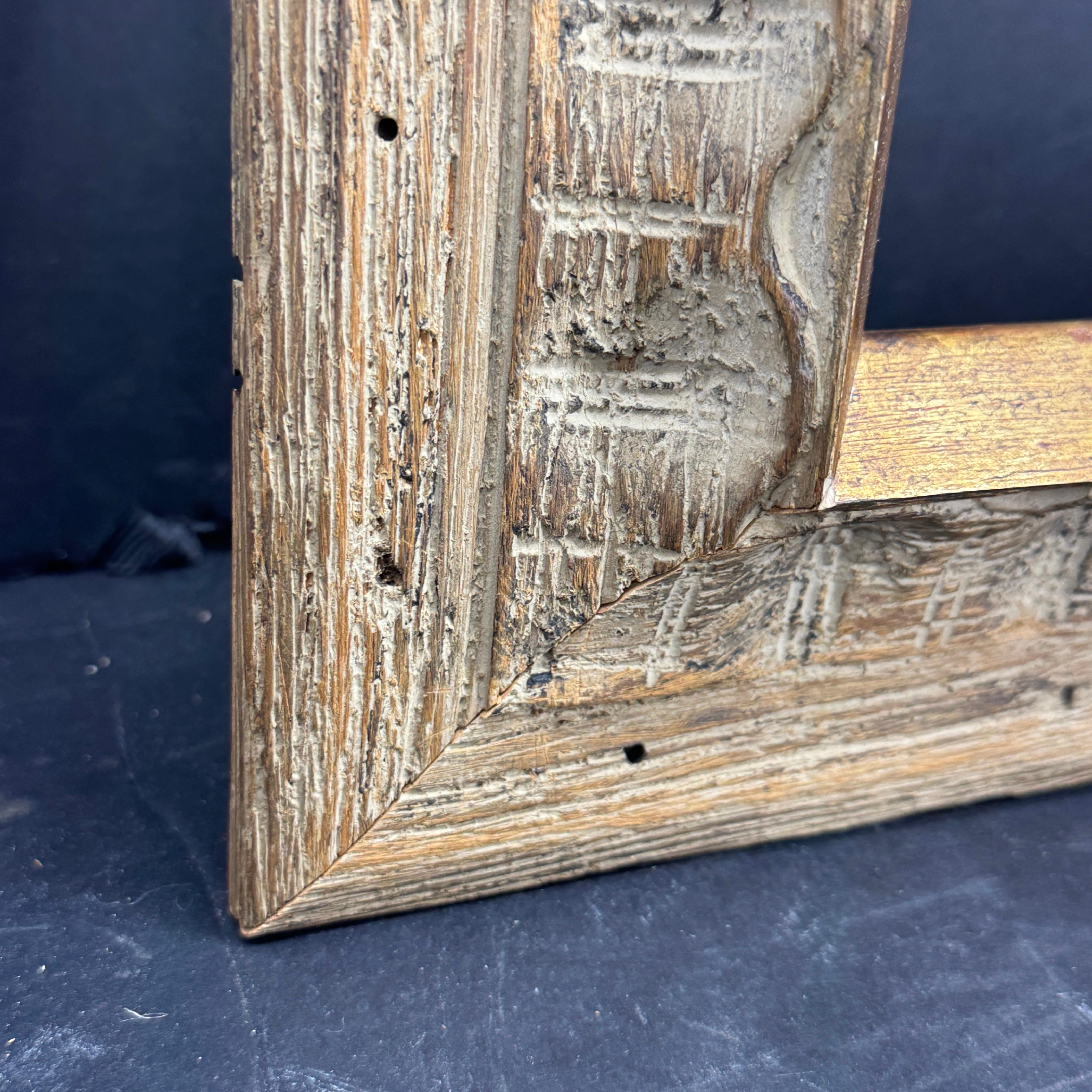 Marco festoneado dorado de madera tallada a mano modernista de mediados de siglo, años 60 Hoja de oro