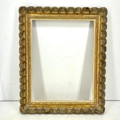 Mid-Century Modernist Hand-Carved Wood Scalloped Gilt Frame, 1950's