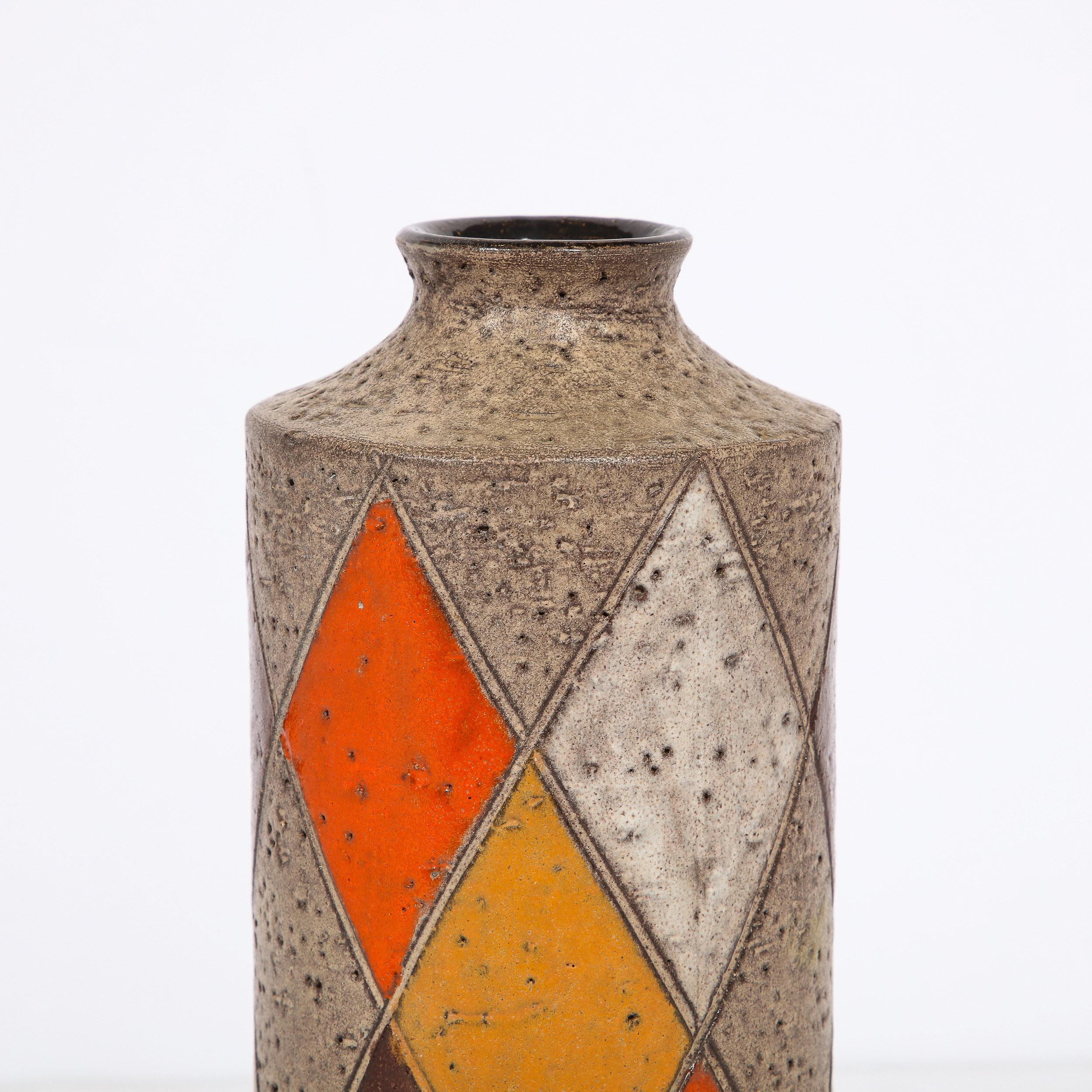 Danish Mid-Century Modernist Hand Painted Ceramic Vase, Signed Thor  For Sale