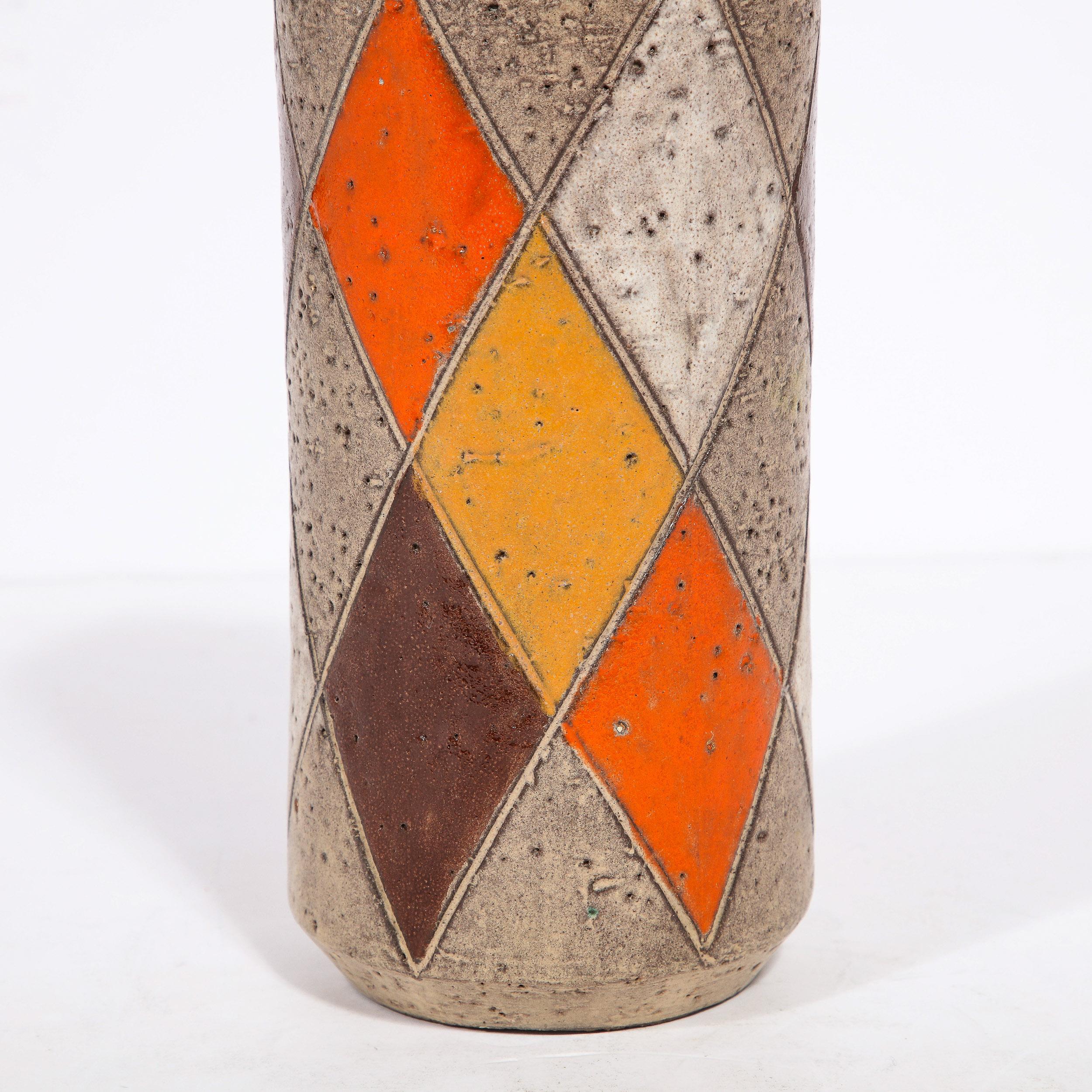 Hand-Painted Mid-Century Modernist Hand Painted Ceramic Vase, Signed Thor  For Sale