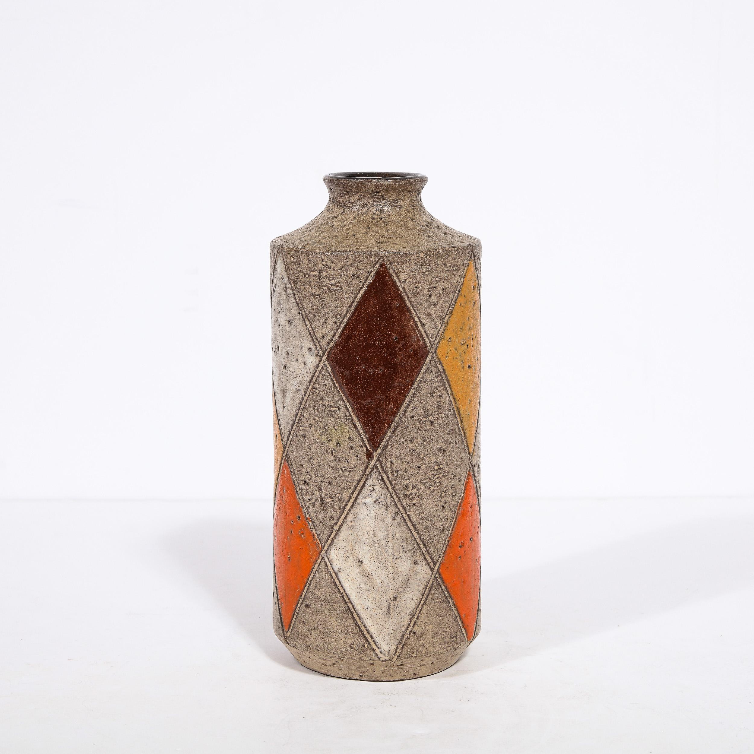 Mid-20th Century Mid-Century Modernist Hand Painted Ceramic Vase, Signed Thor  For Sale