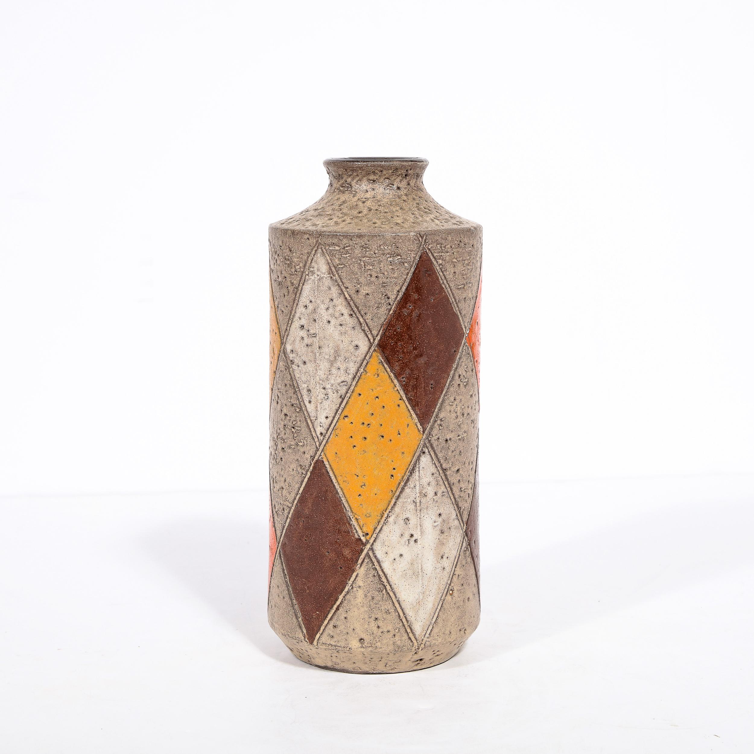 Mid-Century Modernist Hand Painted Ceramic Vase, Signed Thor  For Sale 2