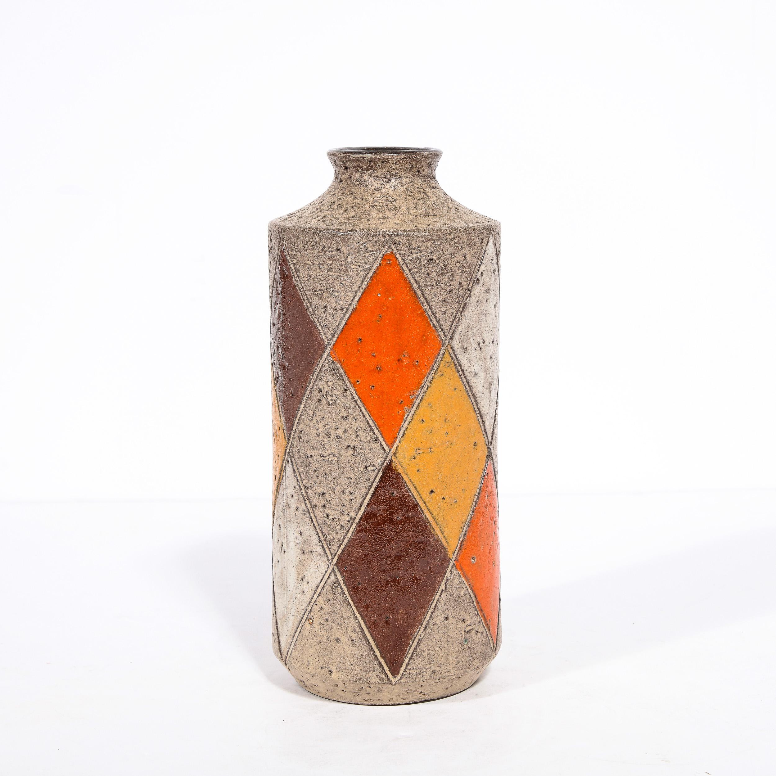 Mid-Century Modernist Hand Painted Ceramic Vase, Signed Thor  For Sale 3