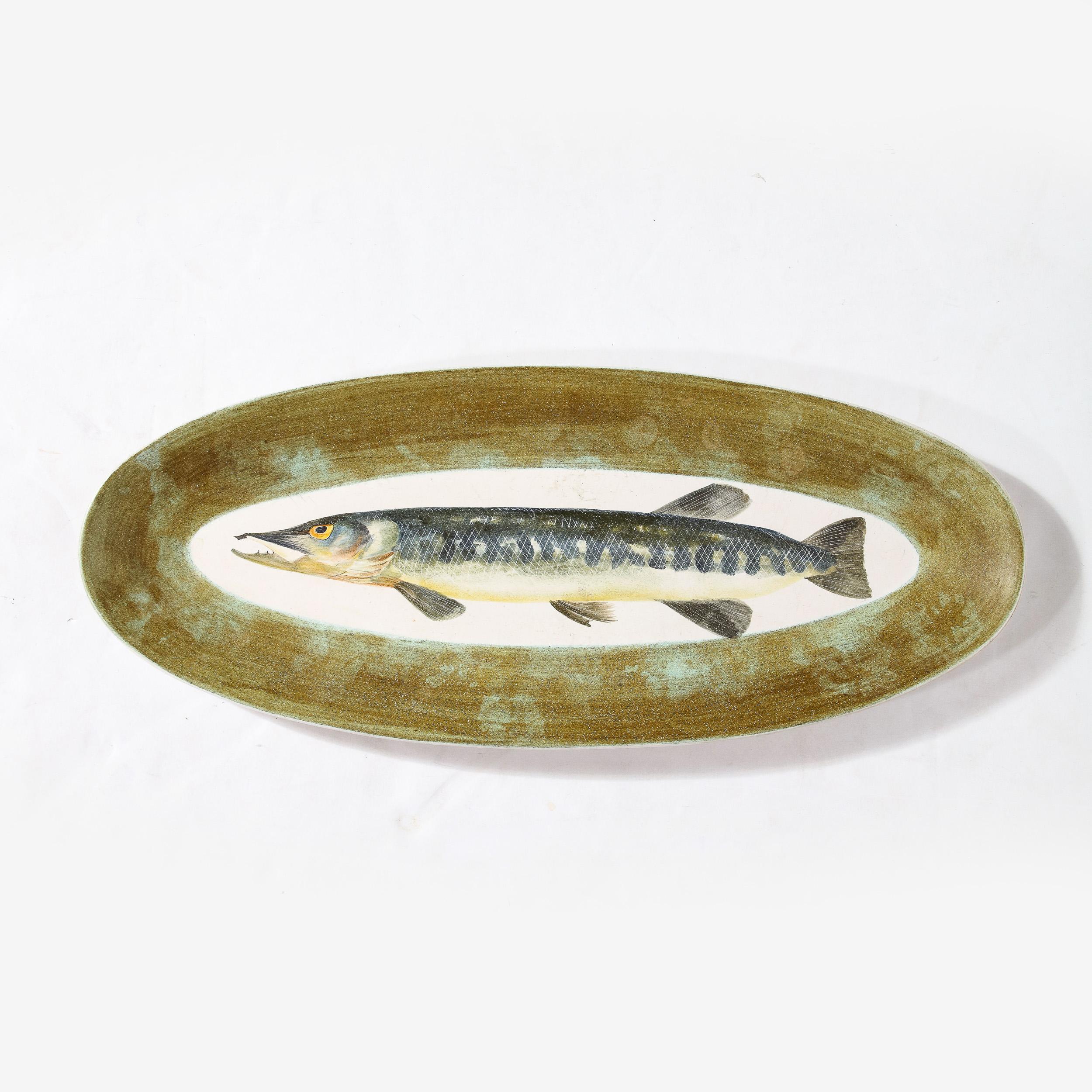 Mid-Century Modernist Hand-Painted Oceanic Ceramic Plate Set by Marcel Guillot For Sale 9