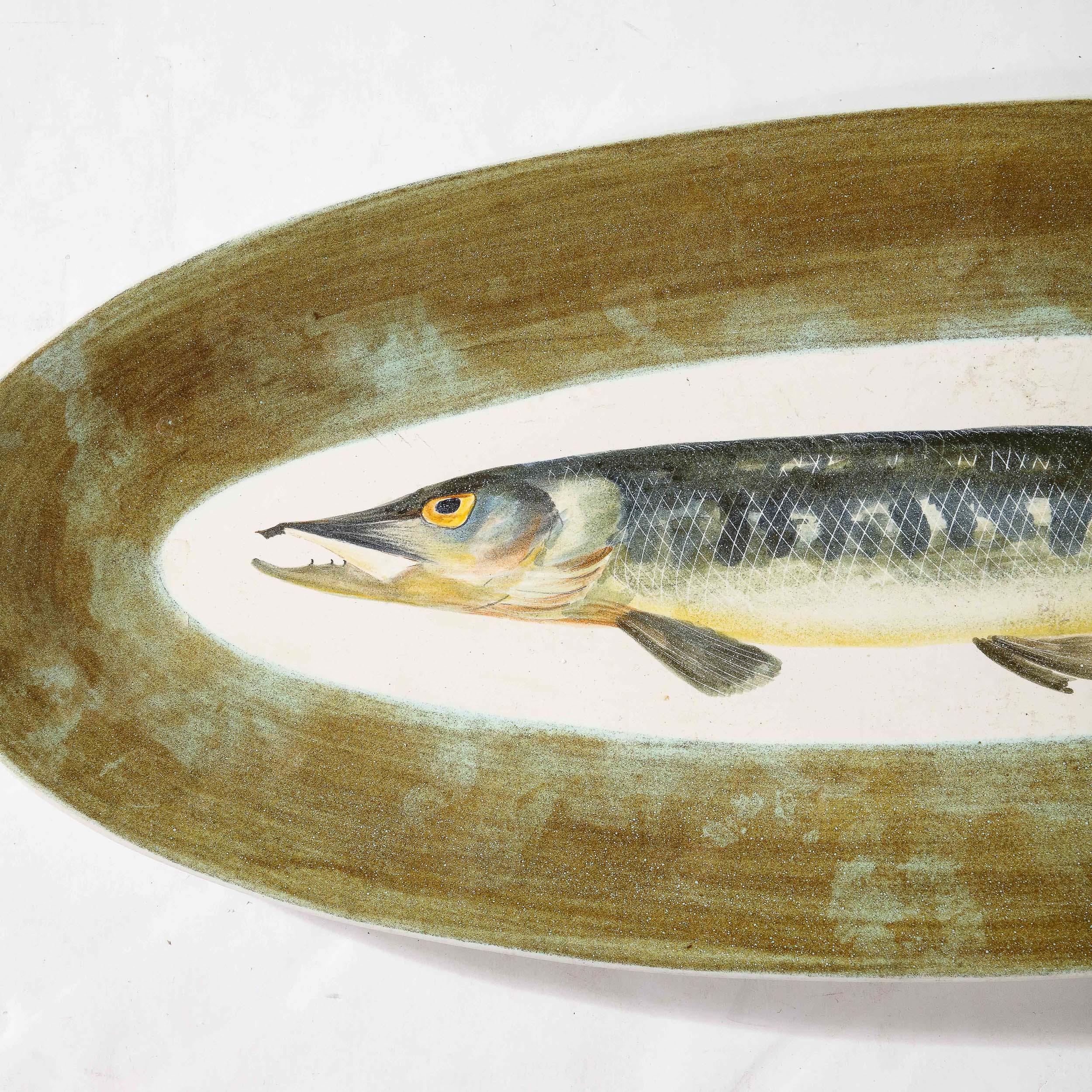 Mid-Century Modernist Hand-Painted Oceanic Ceramic Plate Set by Marcel Guillot For Sale 10