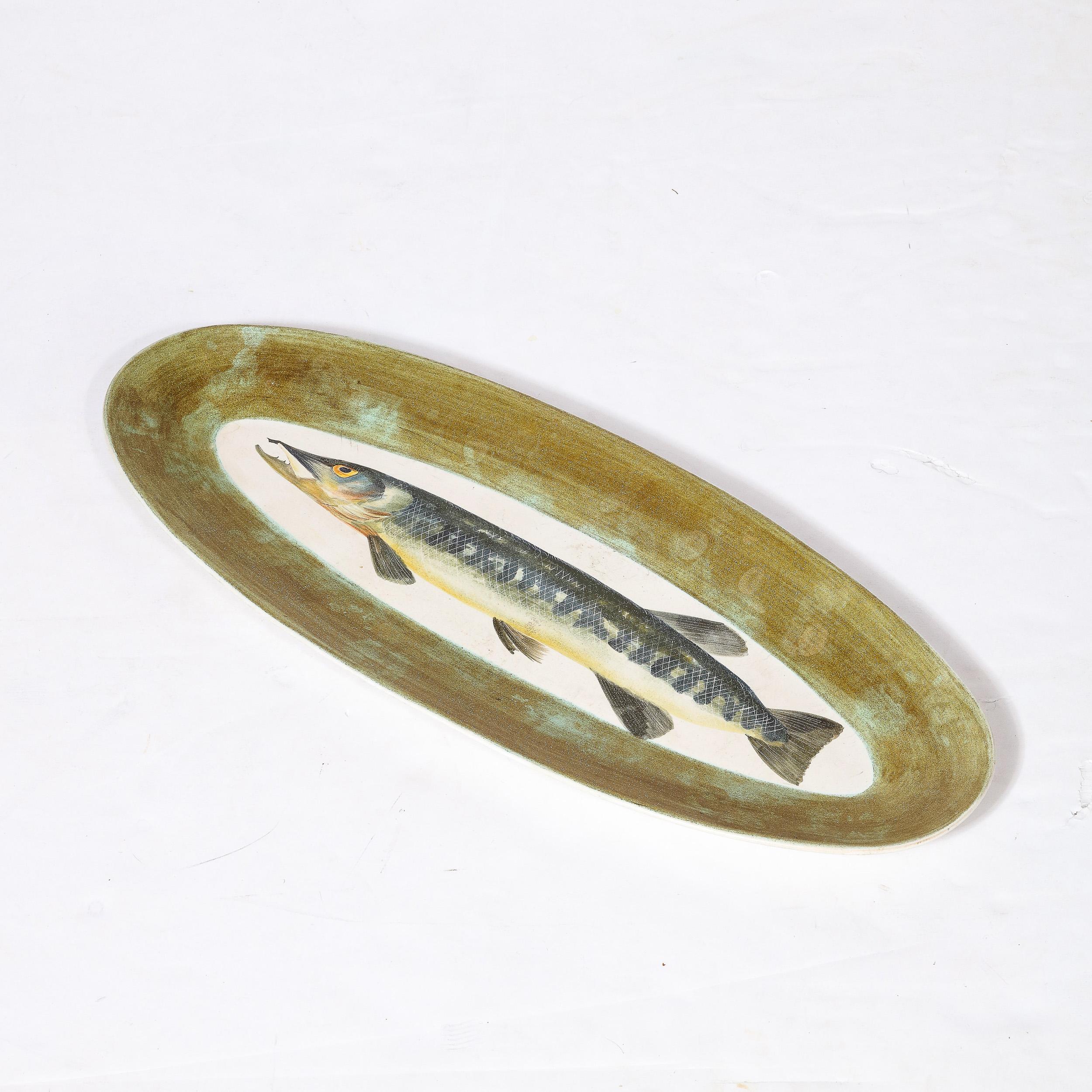 Mid-Century Modernist Hand-Painted Oceanic Ceramic Plate Set by Marcel Guillot For Sale 13