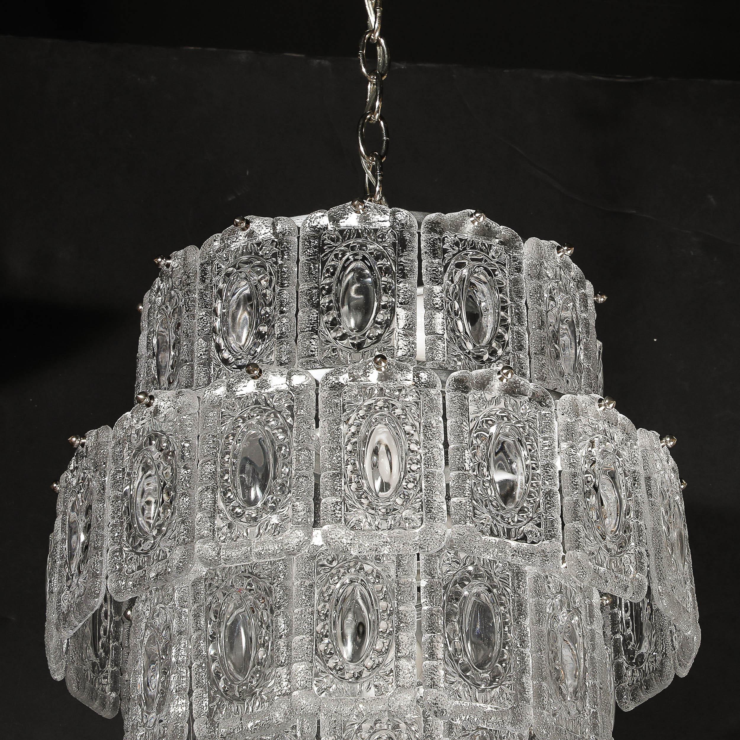 Modernistischer mundgeblasener 4-stöckiger kronleuchter aus transluzentem glas von Kinkeldey (Mitte des Jahrhunderts) im Angebot 9