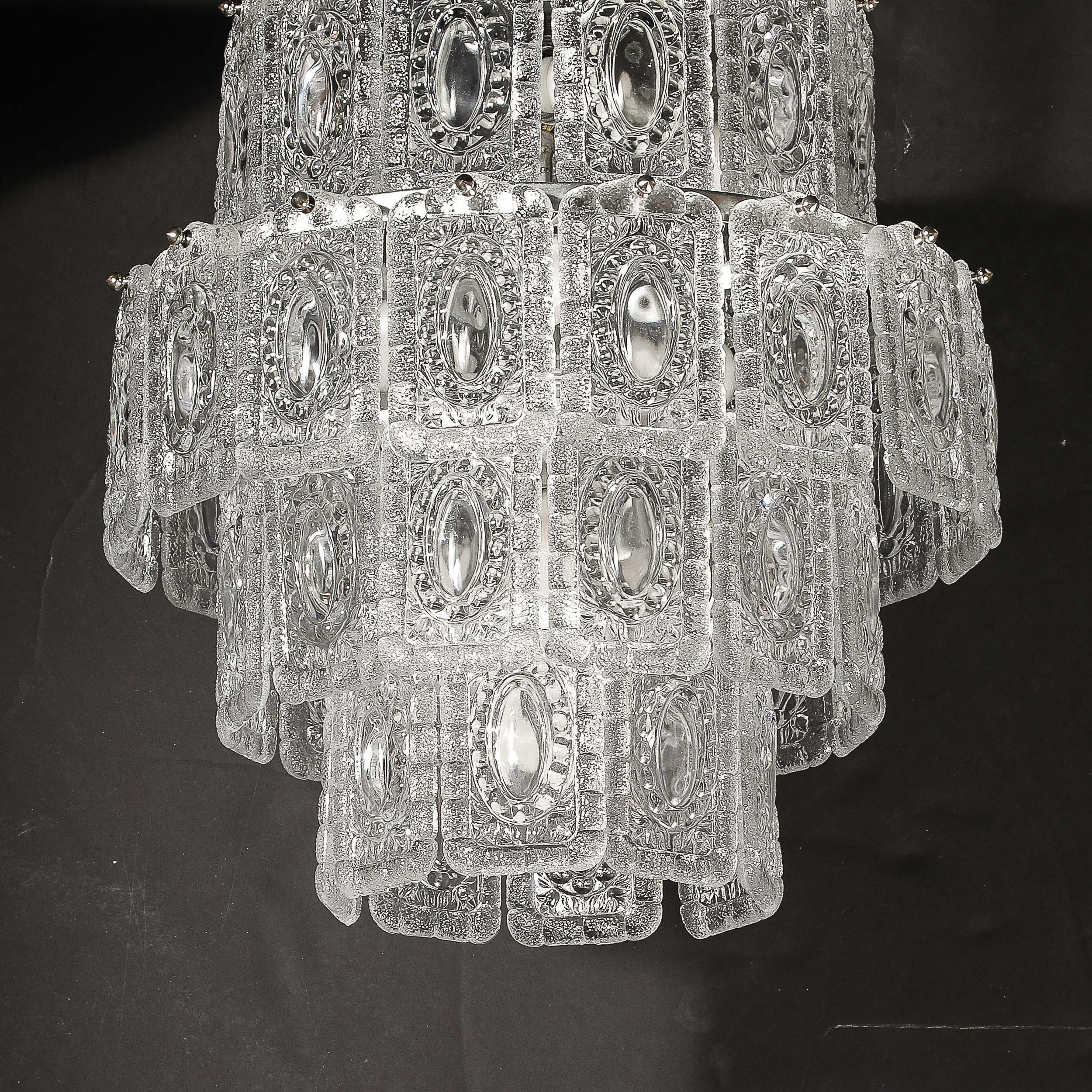 Mid-Century Modernist Handblown 4 Tier Translucent Glass Chandelier by Kinkeldey For Sale 14