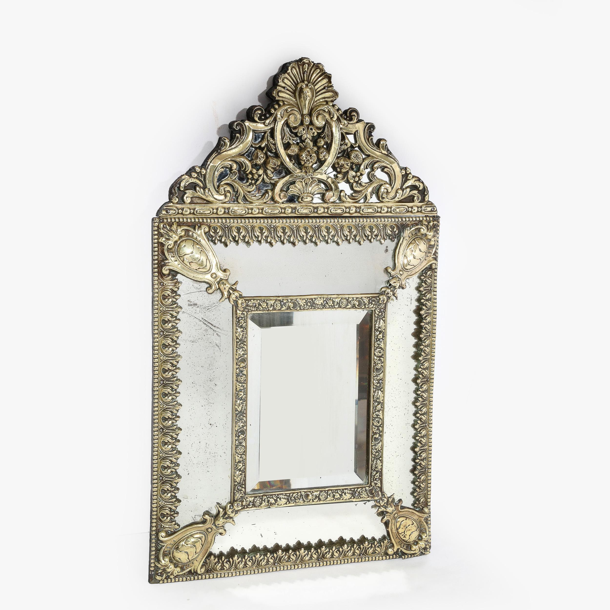 Mid-Century Modernist Hollywood Regency Gilt Reposse Antiqued Mirror 4