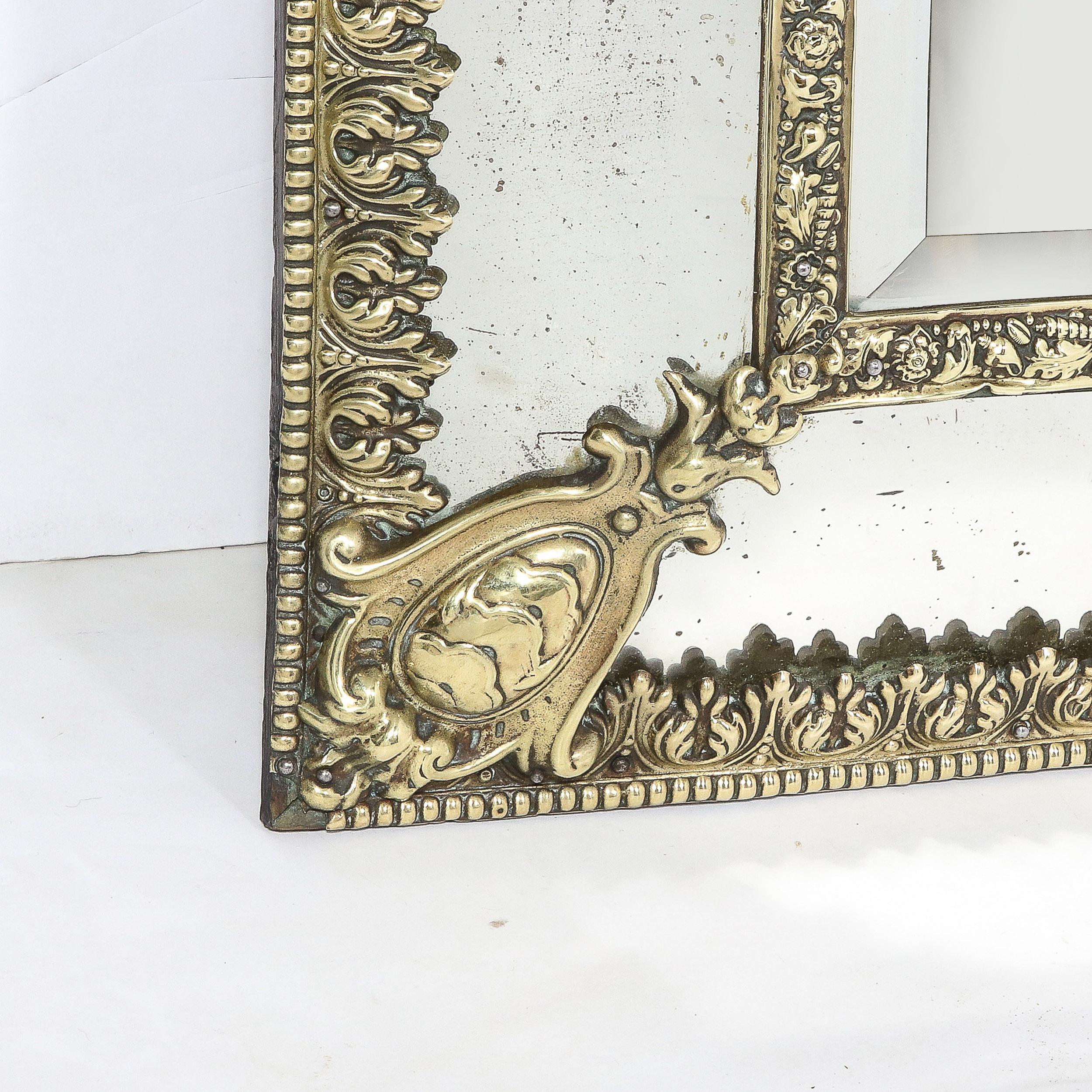 Mid-Century Modernist Hollywood Regency Gilt Reposse Antiqued Mirror 5