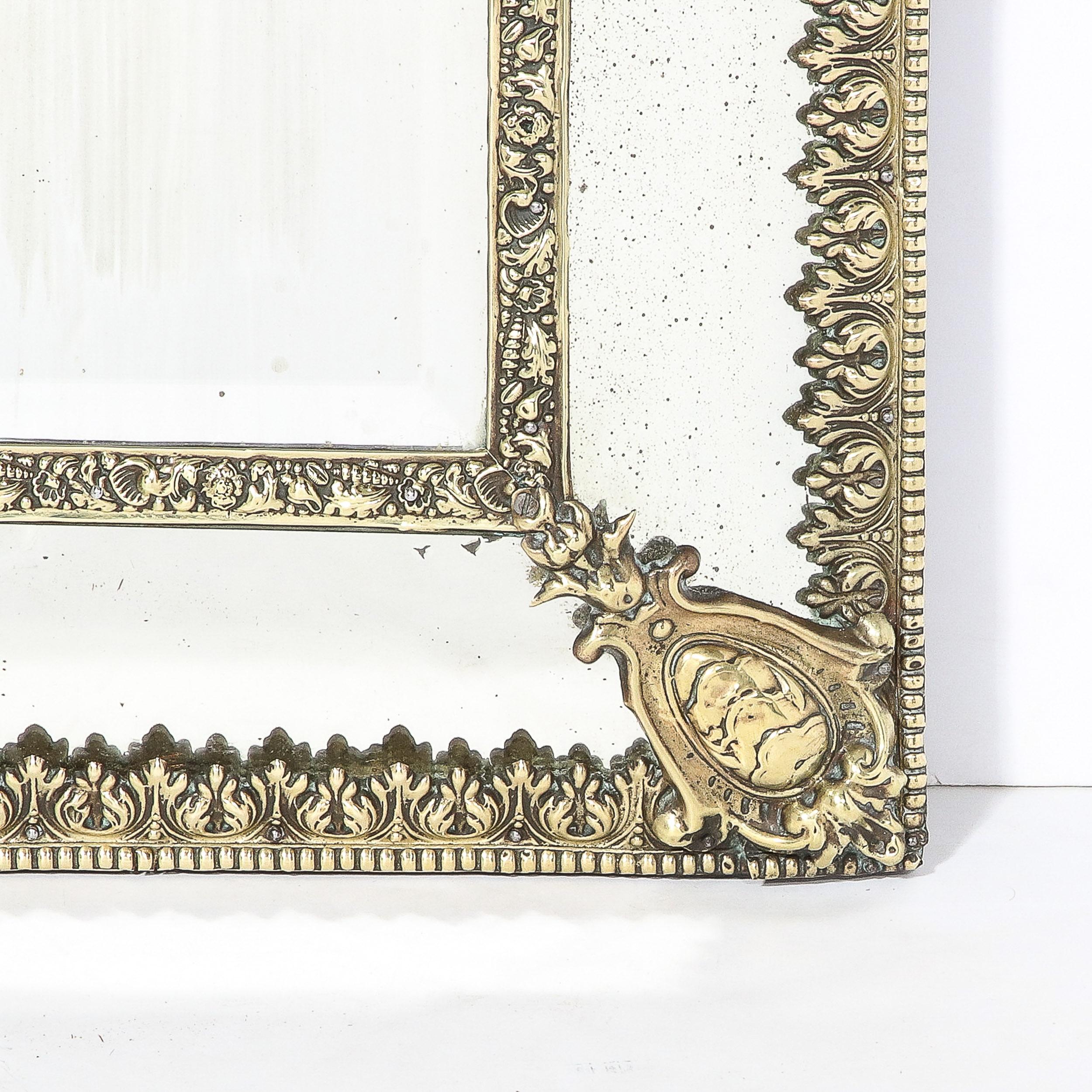 Repoussé Mid-Century Modernist Hollywood Regency Gilt Reposse Antiqued Mirror